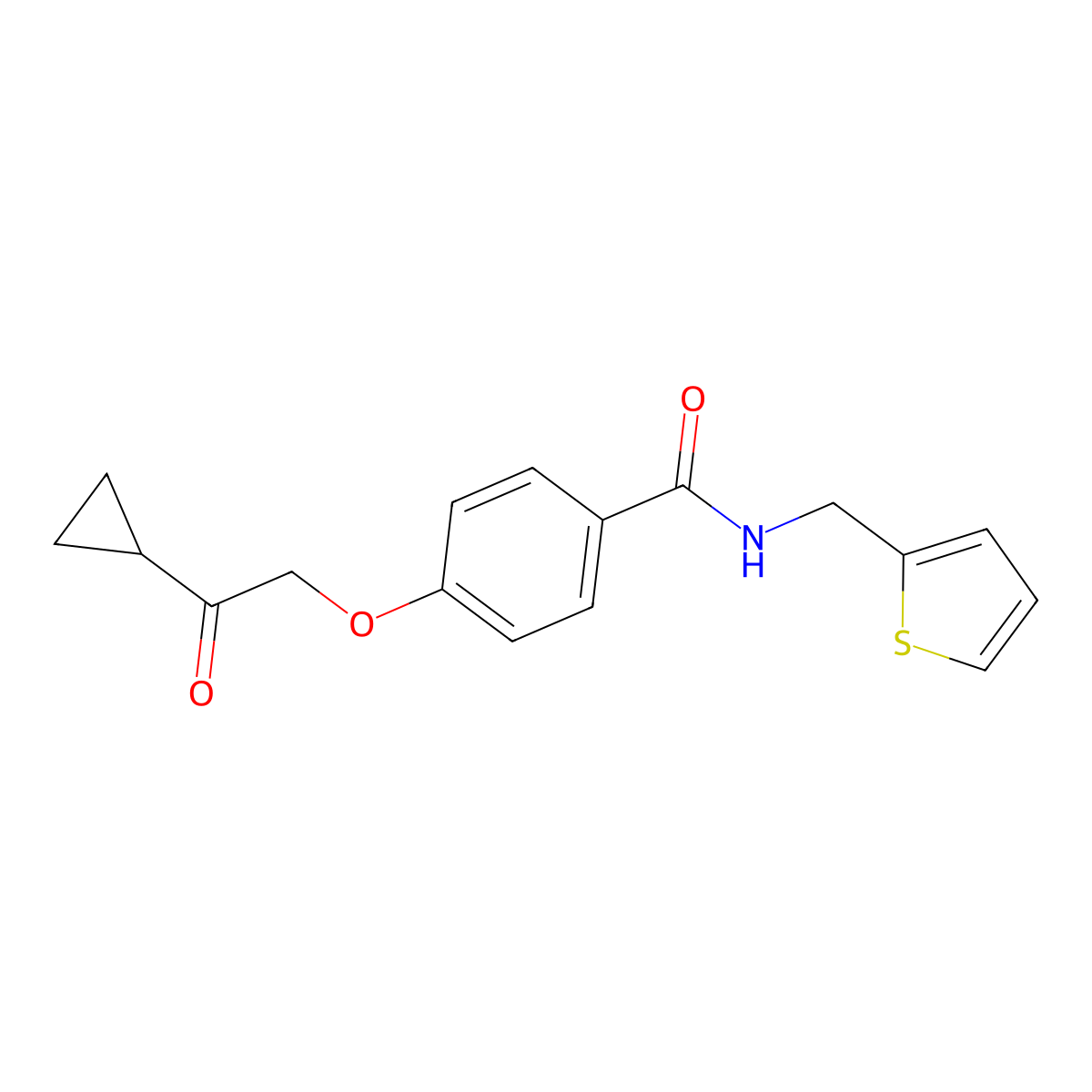 4-(2-cyclopropyl-2-oxoethoxy)-N-(thiophen-2-ylmethyl)benzamide molecular structure, CAS 1226443-61-3