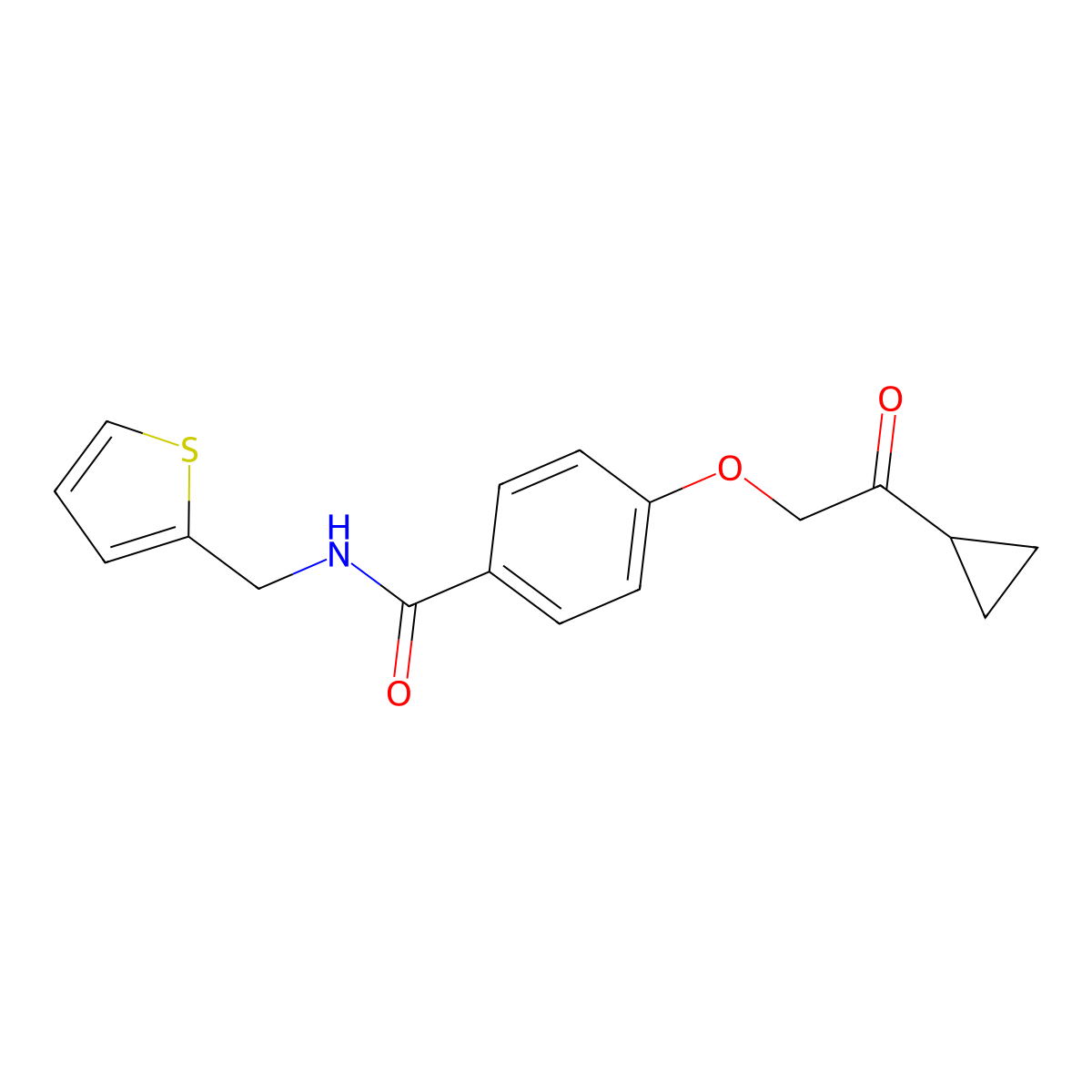 4-(2-cyclopropyl-2-oxoethoxy)-N-(thiophen-2-ylmethyl)benzamide molecular structure, CAS 1226443-61-3