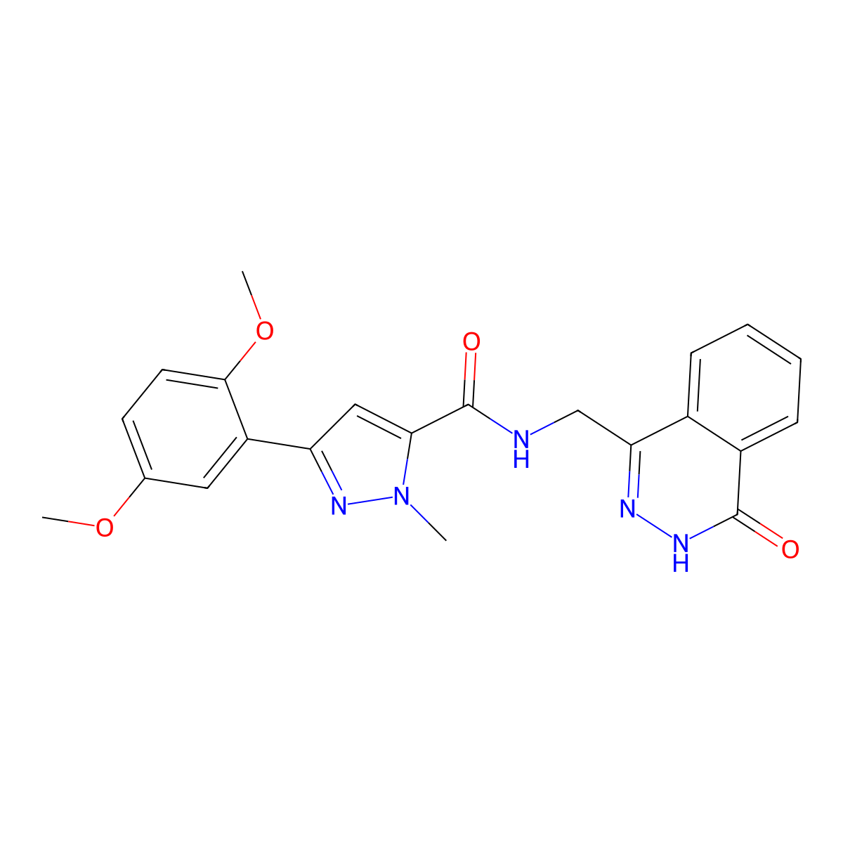 3-(2,5-dimethoxyphenyl)-1-methyl-N-((4-oxo-3,4-dihydrophthalazin-1-yl)methyl)-1H-pyrazole-5-carboxamide molecular structure, CAS 1226443-66-8