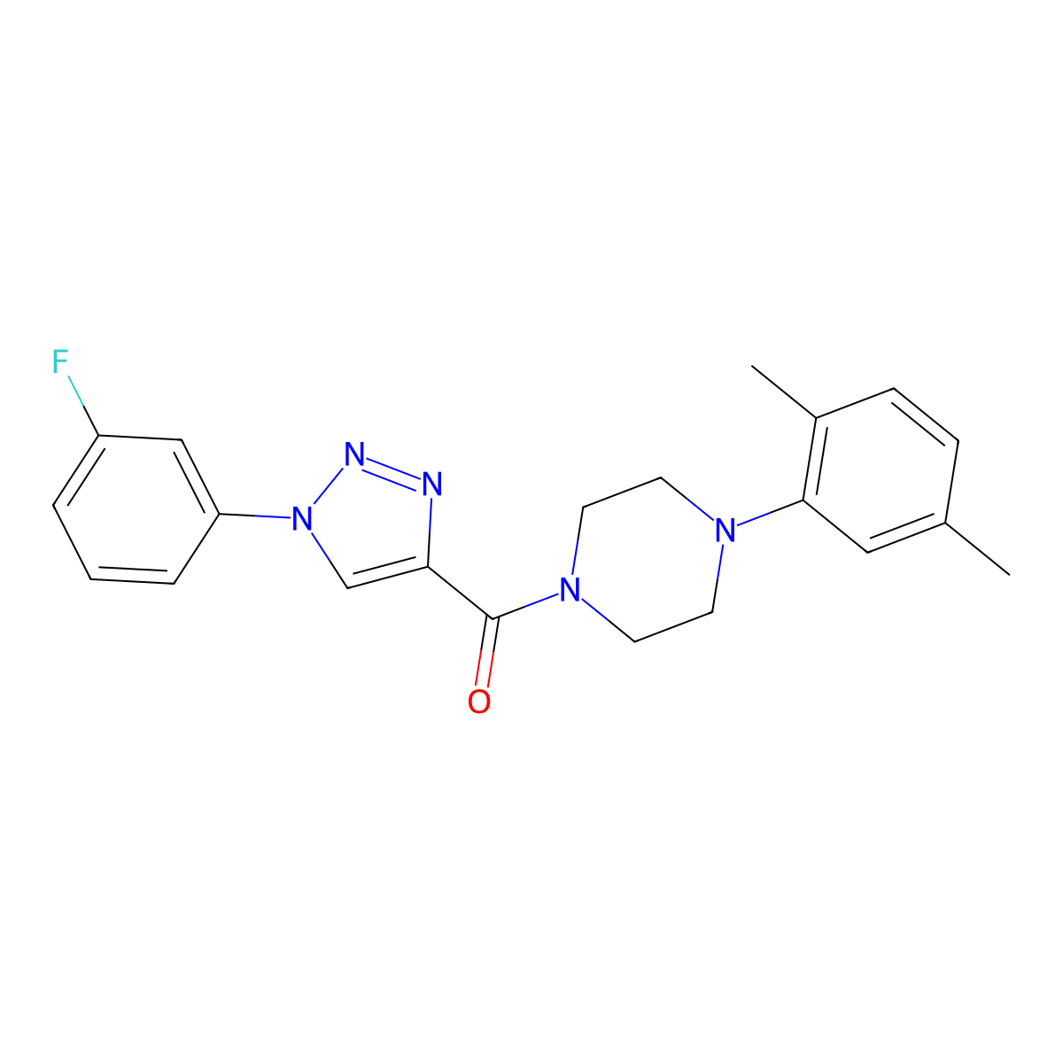 (4-(2,5-dimethylphenyl)piperazin-1-yl)(1-(3-fluorophenyl)-1H-1,2,3-triazol-4-yl)methanone molecular structure, CAS 1226443-67-9