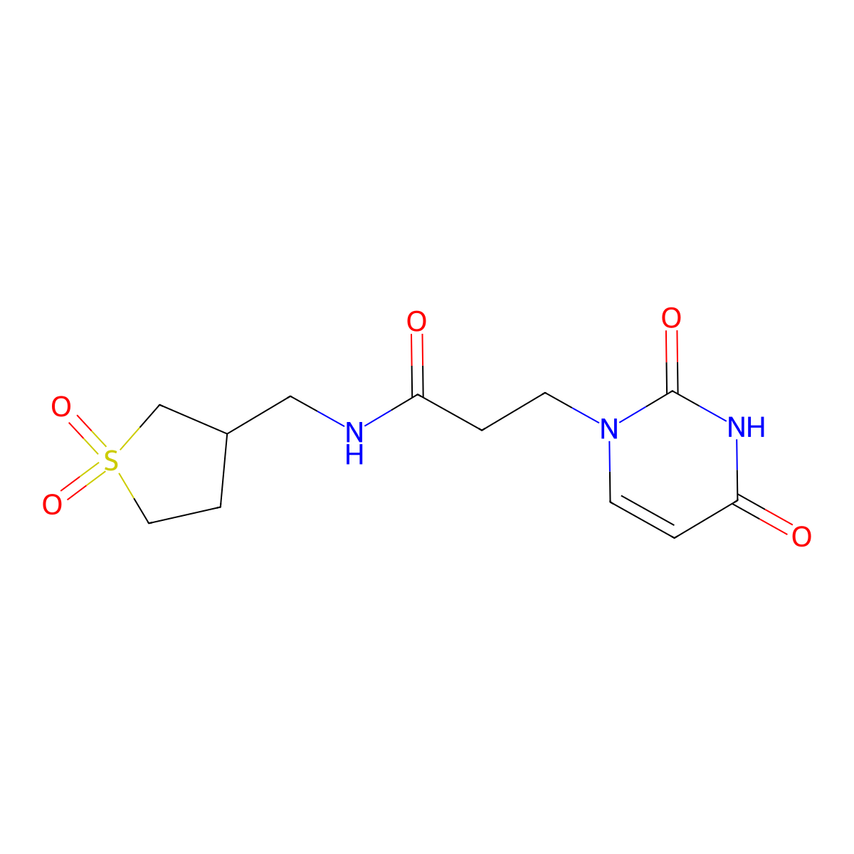 N-((1,1-dioxidotetrahydrothiophen-3-yl)methyl)-3-(2,4-dioxo-3,4-dihydropyrimidin-1(2H)-yl)propanamide molecular structure, CAS 1226443-71-5