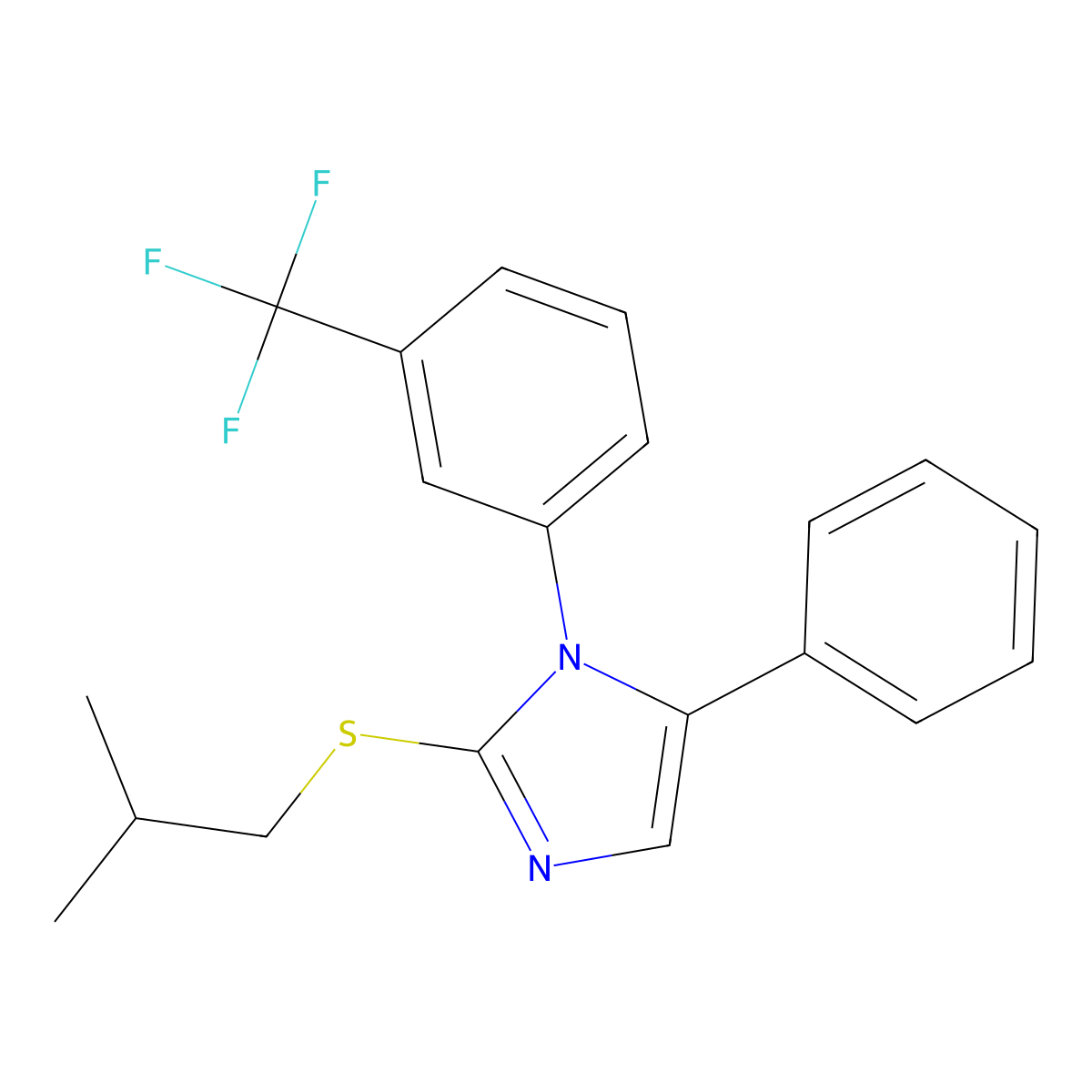 2-(isobutylthio)-5-phenyl-1-(3-(trifluoromethyl)phenyl)-1H-imidazole molecular structure, CAS 1226443-81-7