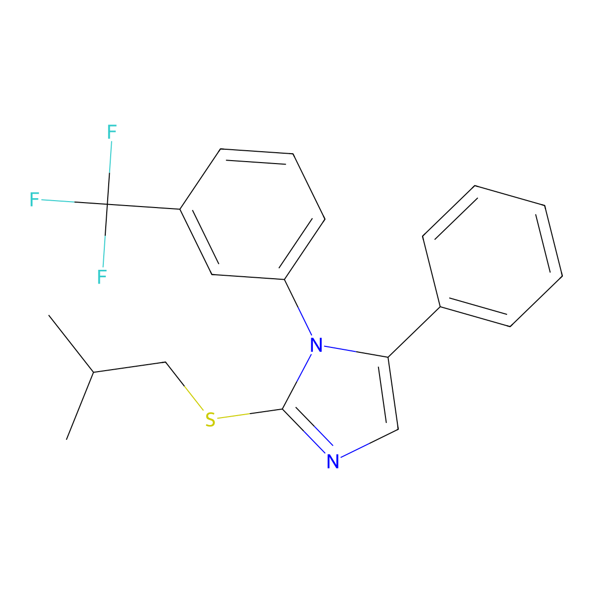 2-(isobutylthio)-5-phenyl-1-(3-(trifluoromethyl)phenyl)-1H-imidazole molecular structure, CAS 1226443-81-7