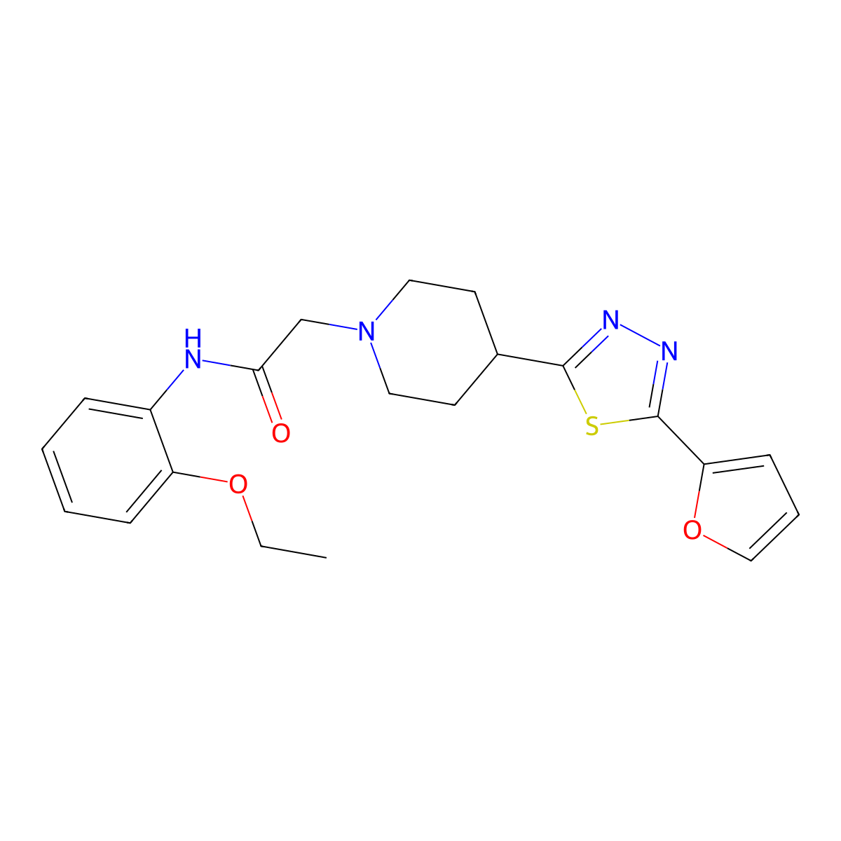 N-(2-ethoxyphenyl)-2-(4-(5-(furan-2-yl)-1,3,4-thiadiazol-2-yl)piperidin-1-yl)acetamide molecular structure, CAS 1226443-89-5