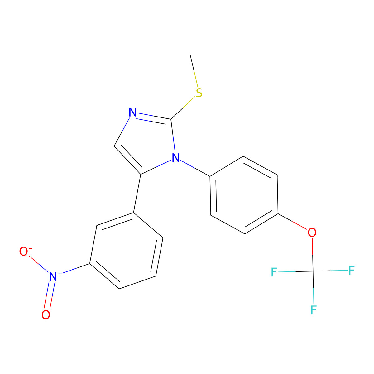 2-(methylthio)-5-(3-nitrophenyl)-1-(4-(trifluoromethoxy)phenyl)-1H-imidazole molecular structure, CAS 1226443-91-9