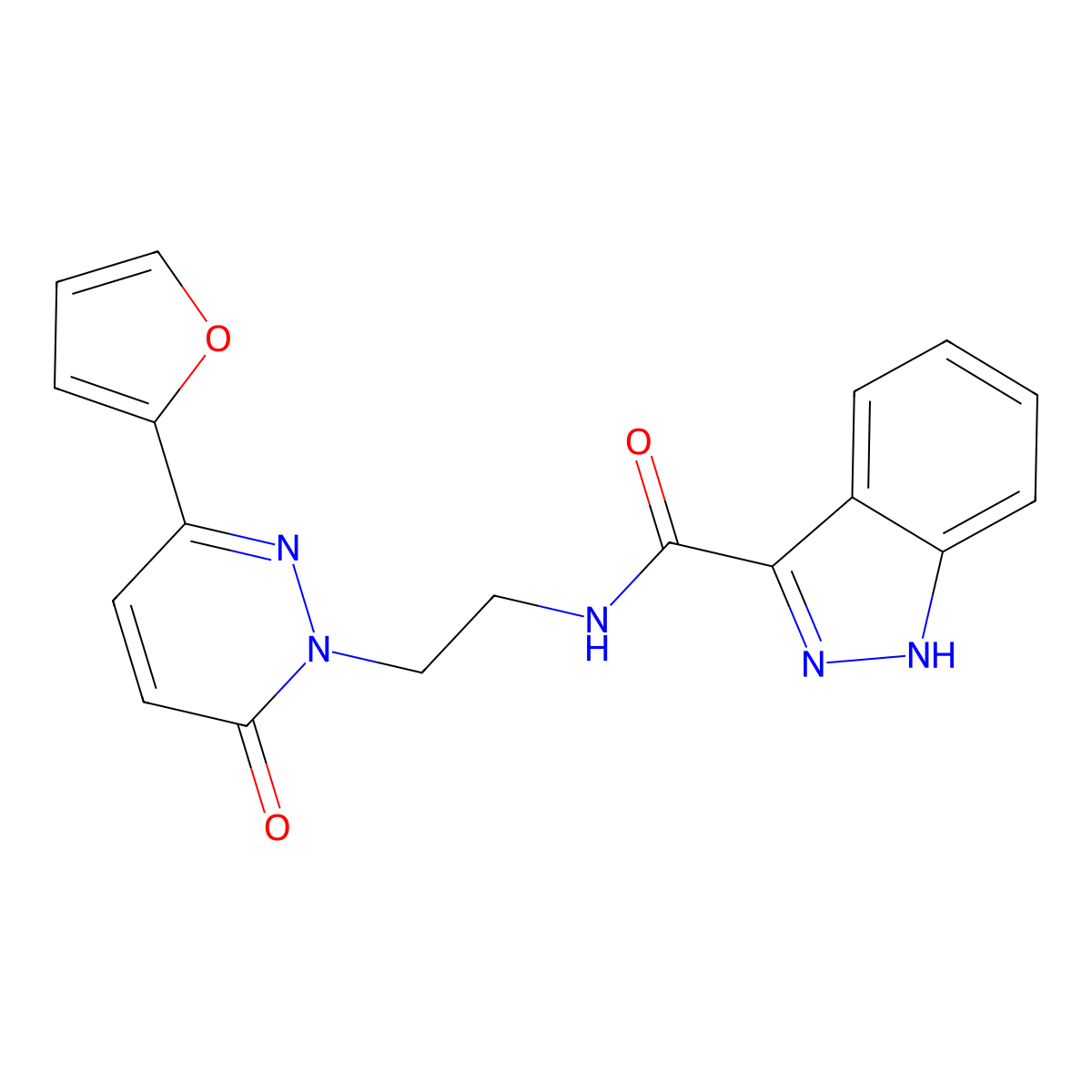 N-(2-(3-(furan-2-yl)-6-oxopyridazin-1(6H)-yl)ethyl)-1H-indazole-3-carboxamide molecular structure, CAS 1226443-94-2