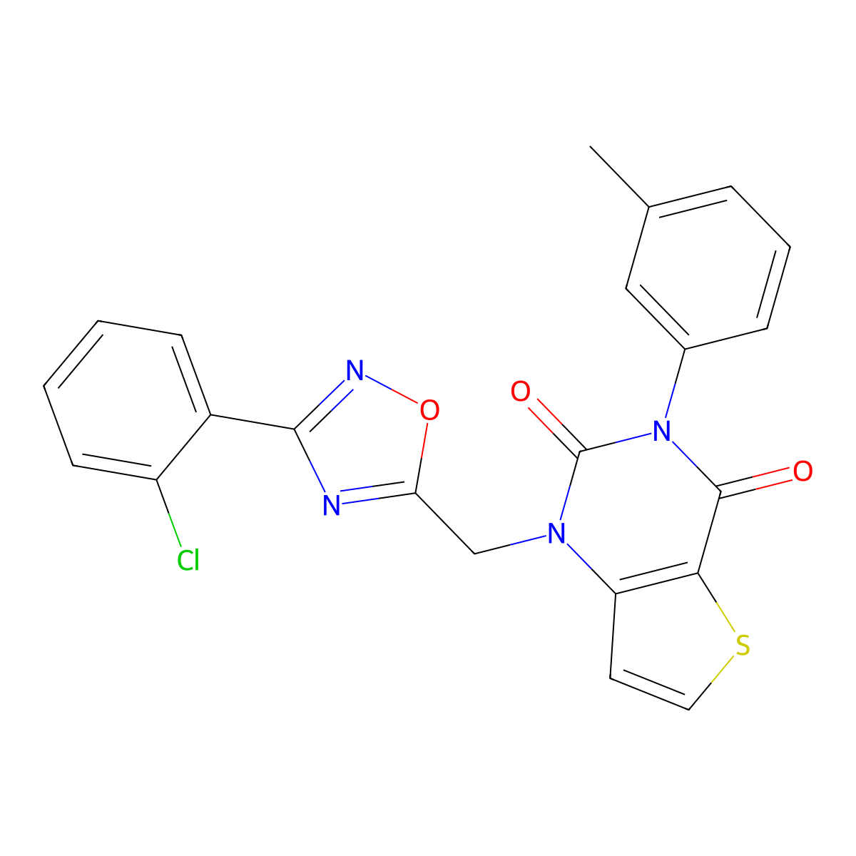 1-{[3-(2-chlorophenyl)-1,2,4-oxadiazol-5-yl]methyl}-3-(3-methylphenyl)-1H,2H,3H,4H-thieno[3,2-d]pyrimidine-2,4-dione molecular structure, CAS 1226443-95-3
