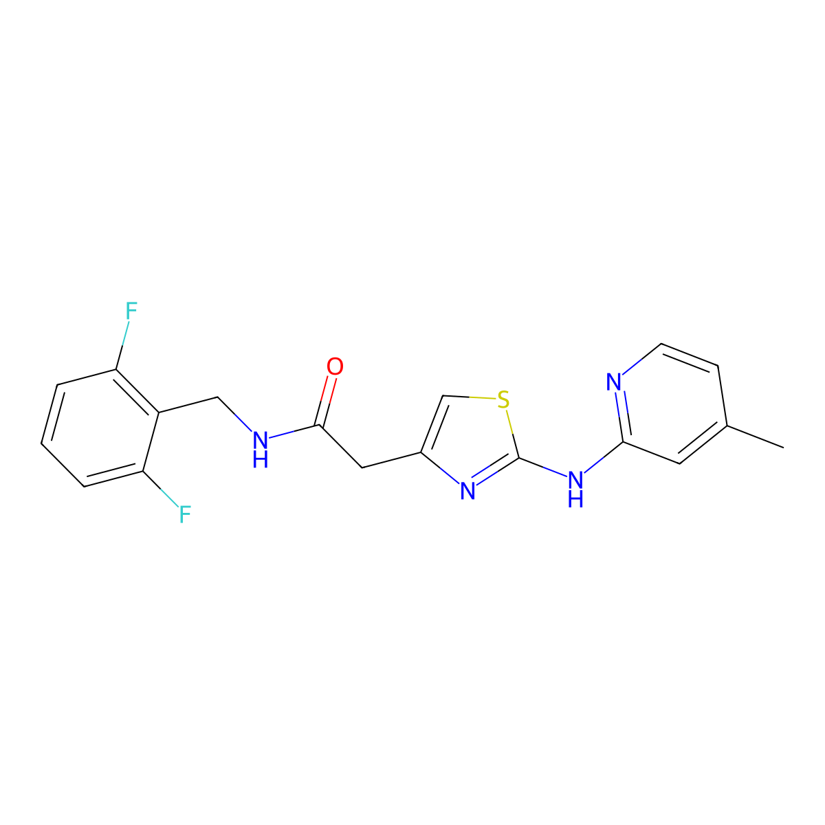 N-(2,6-difluorobenzyl)-2-(2-((4-methylpyridin-2-yl)amino)thiazol-4-yl)acetamide molecular structure, CAS 1226444-02-5
