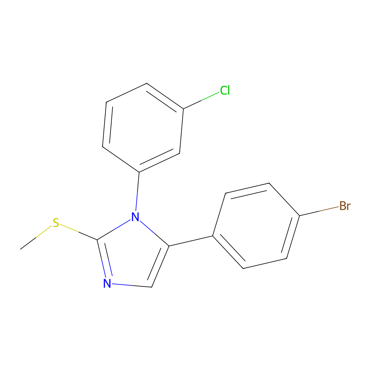 5-(4-bromophenyl)-1-(3-chlorophenyl)-2-(methylthio)-1H-imidazole molecular structure, CAS 1226444-04-7
