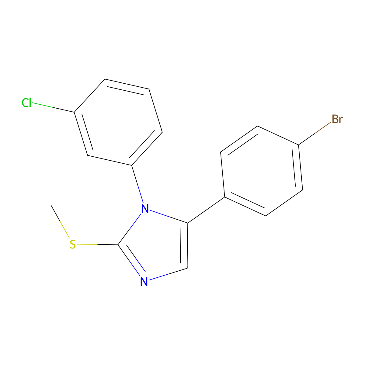 5-(4-bromophenyl)-1-(3-chlorophenyl)-2-(methylthio)-1H-imidazole molecular structure, CAS 1226444-04-7