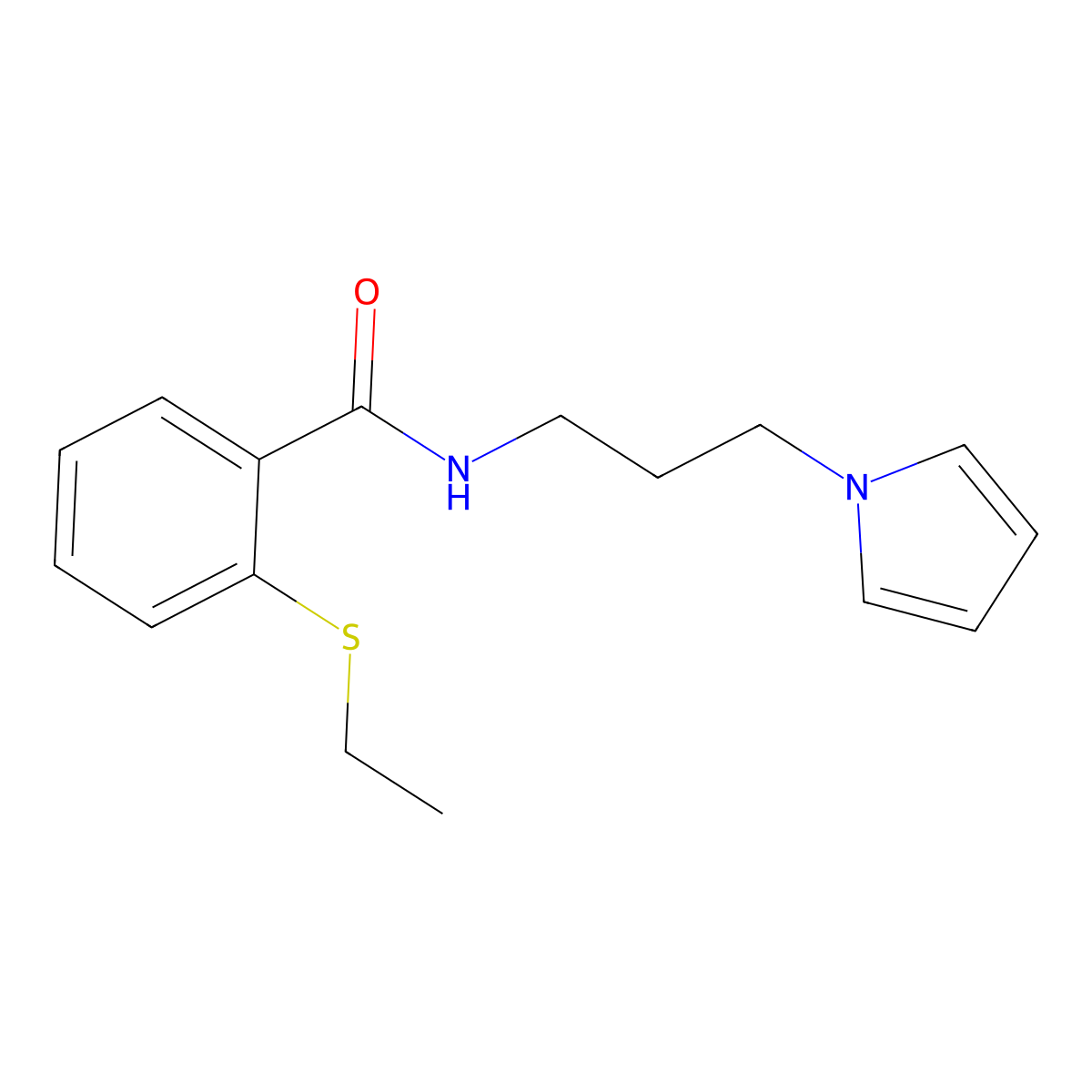 N-(3-(1H-pyrrol-1-yl)propyl)-2-(ethylthio)benzamide molecular structure, CAS 1226444-12-7