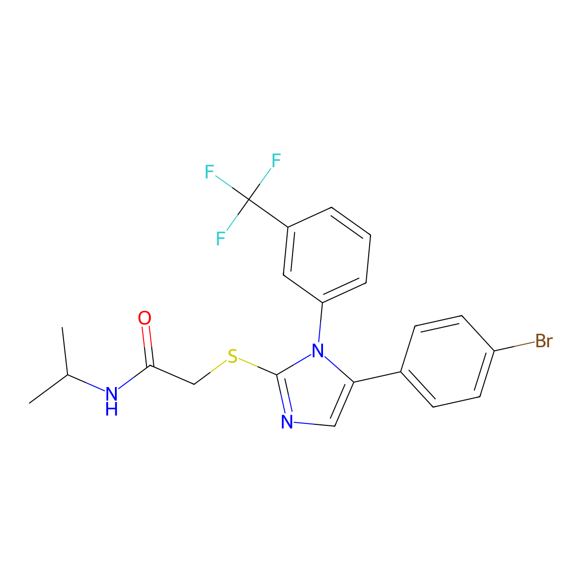 2-((5-(4-bromophenyl)-1-(3-(trifluoromethyl)phenyl)-1H-imidazol-2-yl)thio)-N-isopropylacetamide molecular structure, CAS 1226444-17-2
