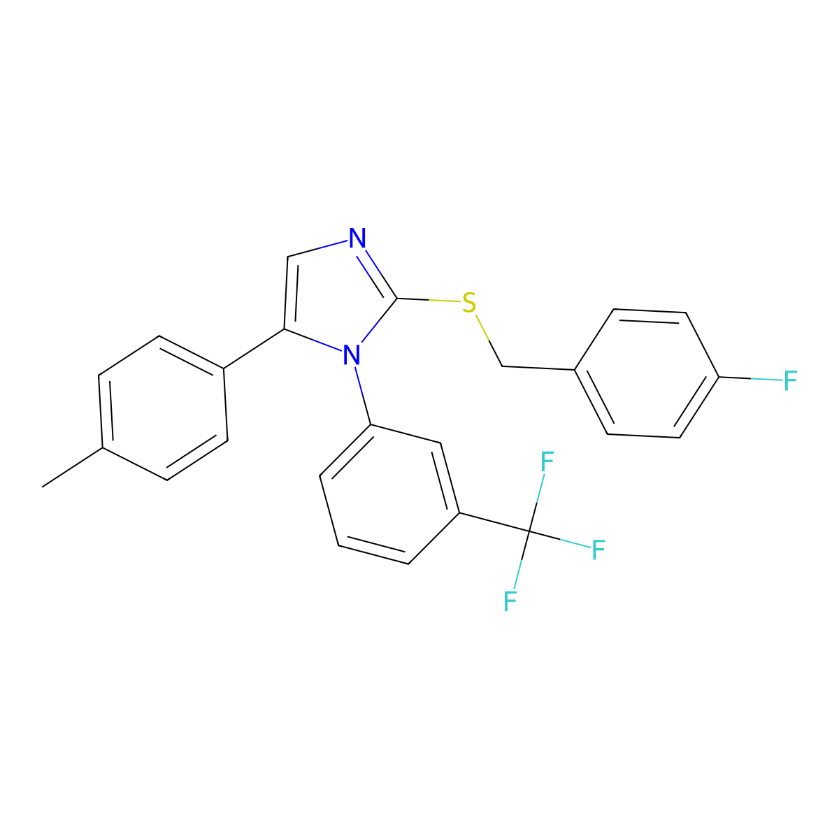 2-{[(4-fluorophenyl)methyl]sulfanyl}-5-(4-methylphenyl)-1-[3-(trifluoromethyl)phenyl]-1H-imidazole molecular structure, CAS 1226444-19-4