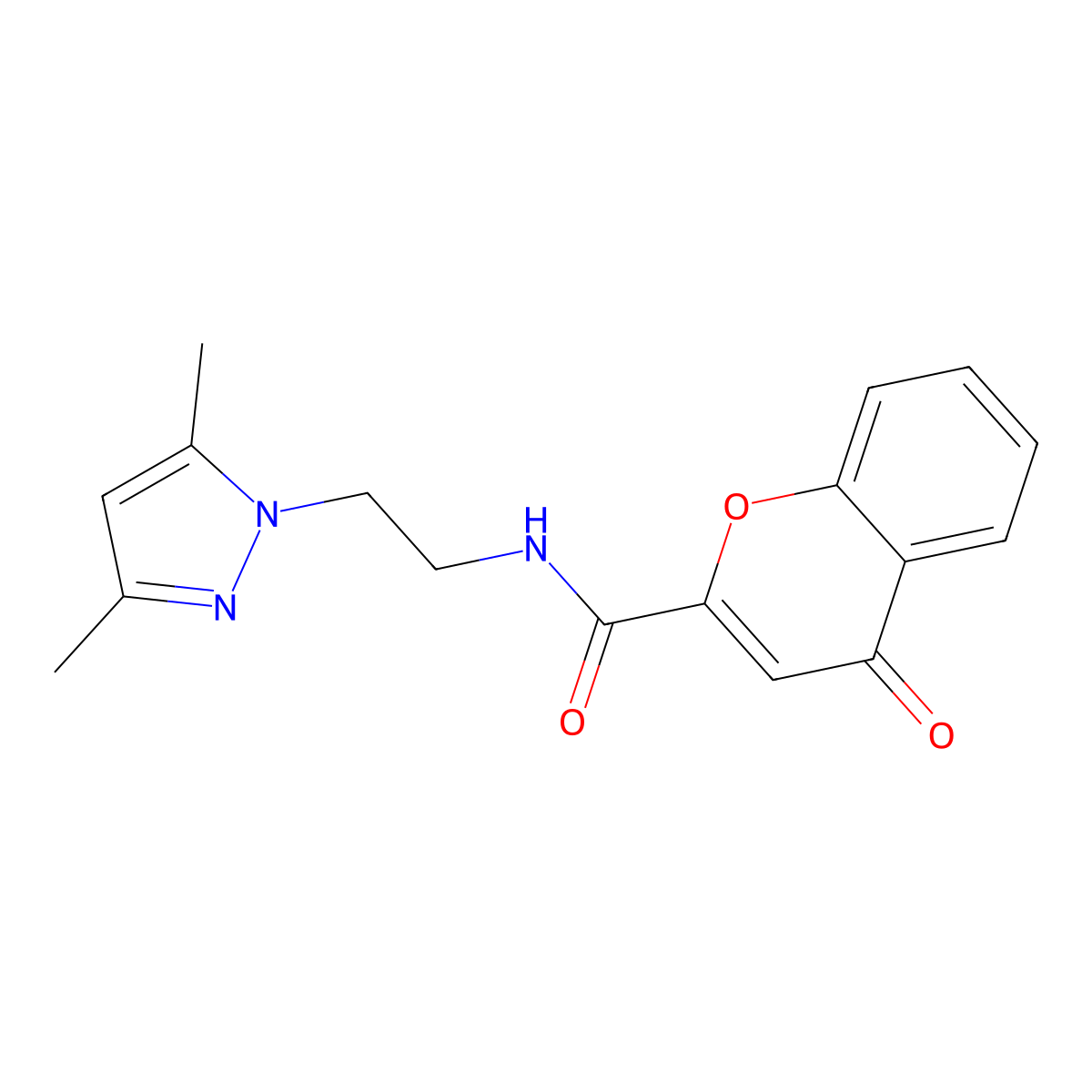 N-(2-(3,5-dimethyl-1H-pyrazol-1-yl)ethyl)-4-oxo-4H-chromene-2-carboxamide molecular structure, CAS 1226444-39-8