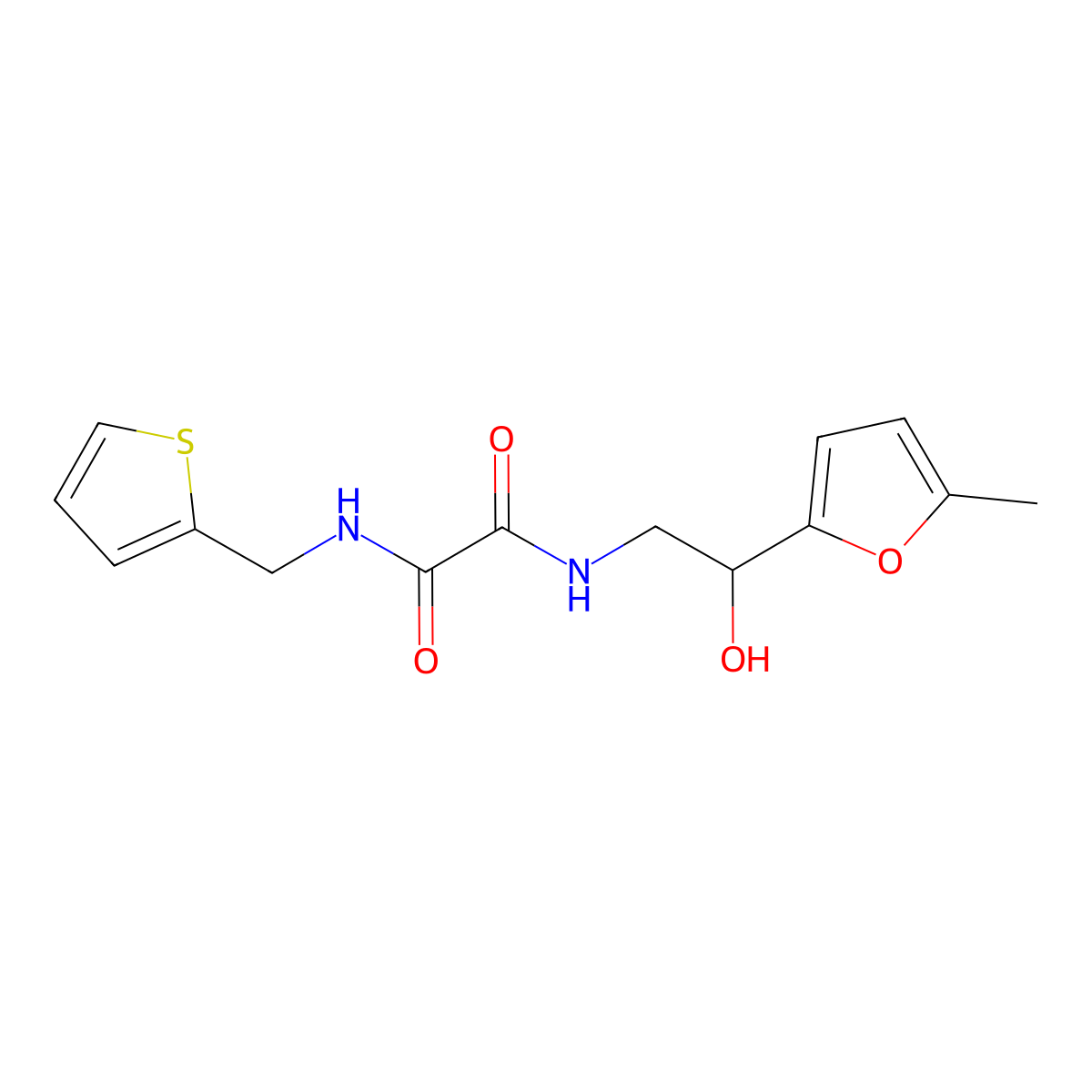 N1-(2-hydroxy-2-(5-methylfuran-2-yl)ethyl)-N2-(thiophen-2-ylmethyl)oxalamide molecular structure, CAS 1226444-49-0
