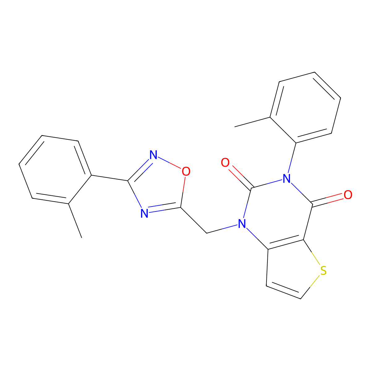 3-(2-methylphenyl)-1-{[3-(2-methylphenyl)-1,2,4-oxadiazol-5-yl]methyl}-1H,2H,3H,4H-thieno[3,2-d]pyrimidine-2,4-dione molecular structure, CAS 1226444-52-5