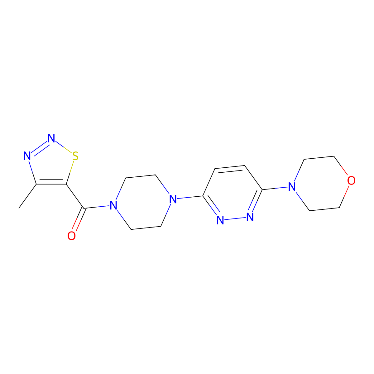 (4-Methyl-1,2,3-thiadiazol-5-yl)(4-(6-morpholinopyridazin-3-yl)piperazin-1-yl)methanone molecular structure, CAS 1226444-56-9