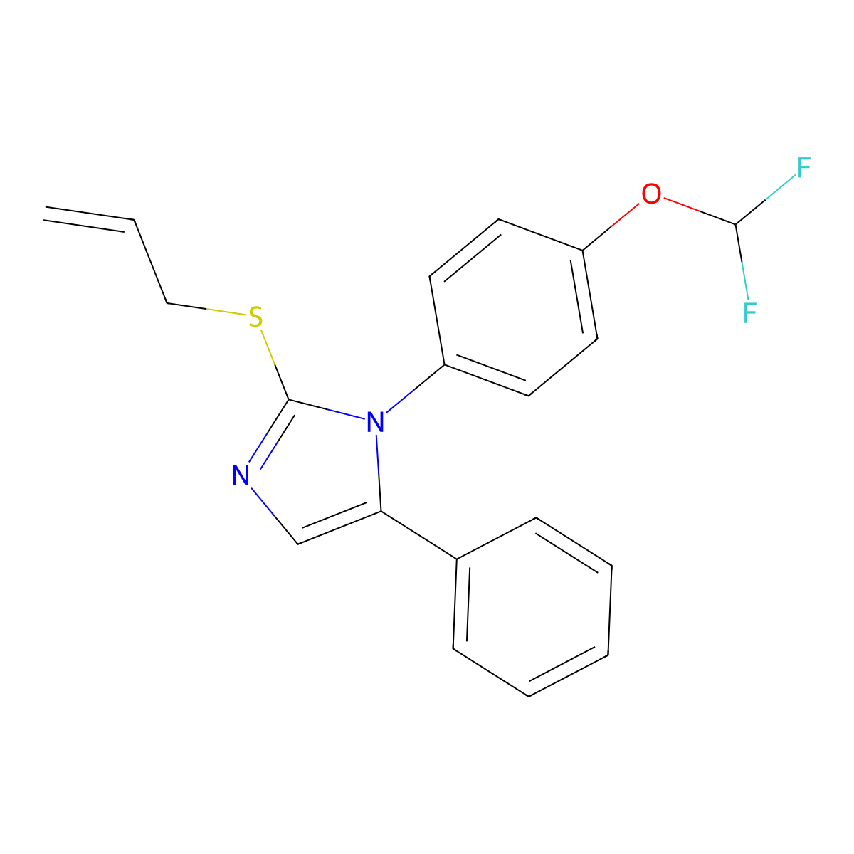 2-(allylthio)-1-(4-(difluoromethoxy)phenyl)-5-phenyl-1H-imidazole molecular structure, CAS 1226444-57-0