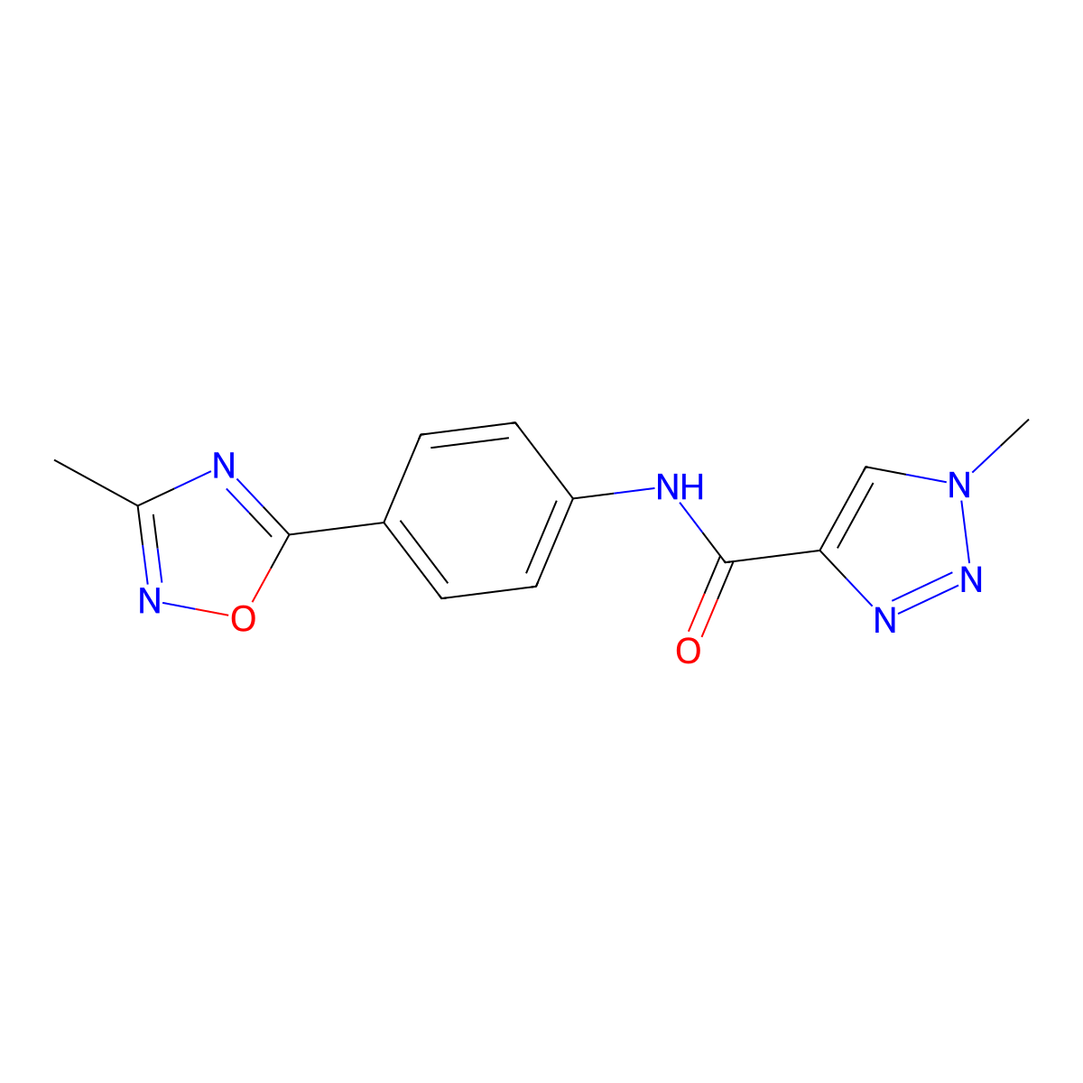 1-methyl-N-(4-(3-methyl-1,2,4-oxadiazol-5-yl)phenyl)-1H-1,2,3-triazole-4-carboxamide molecular structure, CAS 1226444-59-2