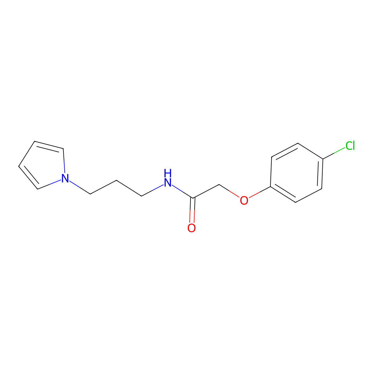 N-(3-(1H-pyrrol-1-yl)propyl)-2-(4-chlorophenoxy)acetamide molecular structure, CAS 1226444-63-8