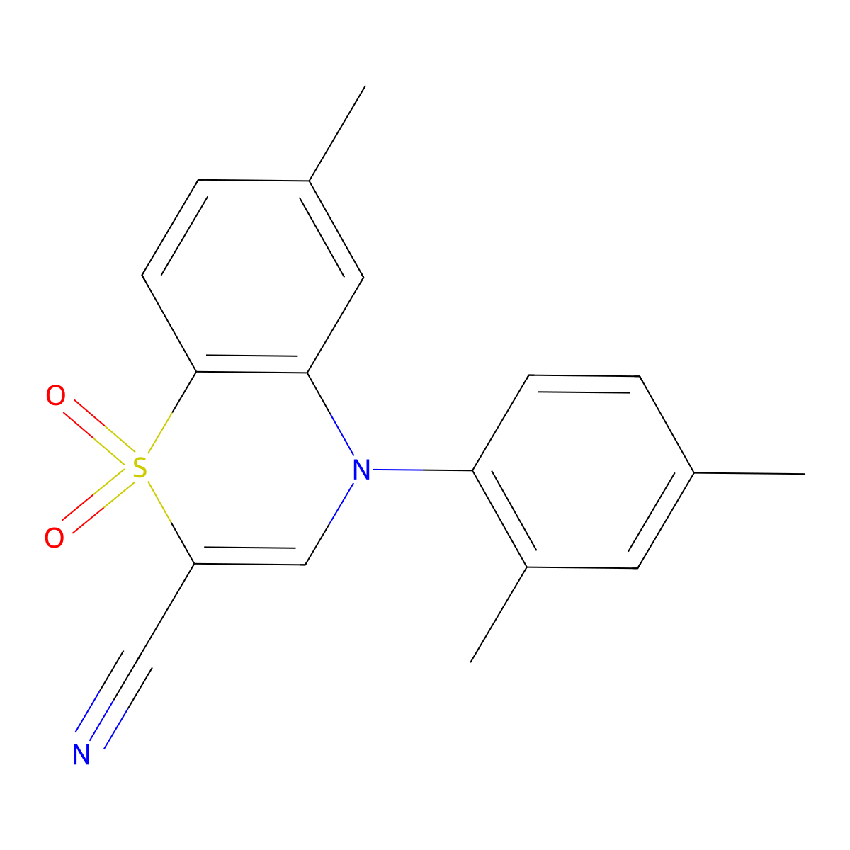 4-(2,4-dimethylphenyl)-6-methyl-1,1-dioxo-4H-1lambda6,4-benzothiazine-2-carbonitrile molecular structure, CAS 1226444-70-7