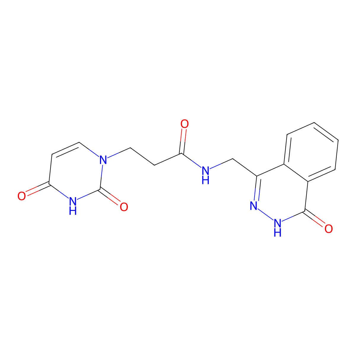 3-(2,4-dioxo-3,4-dihydropyrimidin-1(2H)-yl)-N-((4-oxo-3,4-dihydrophthalazin-1-yl)methyl)propanamide molecular structure, CAS 1226444-72-9