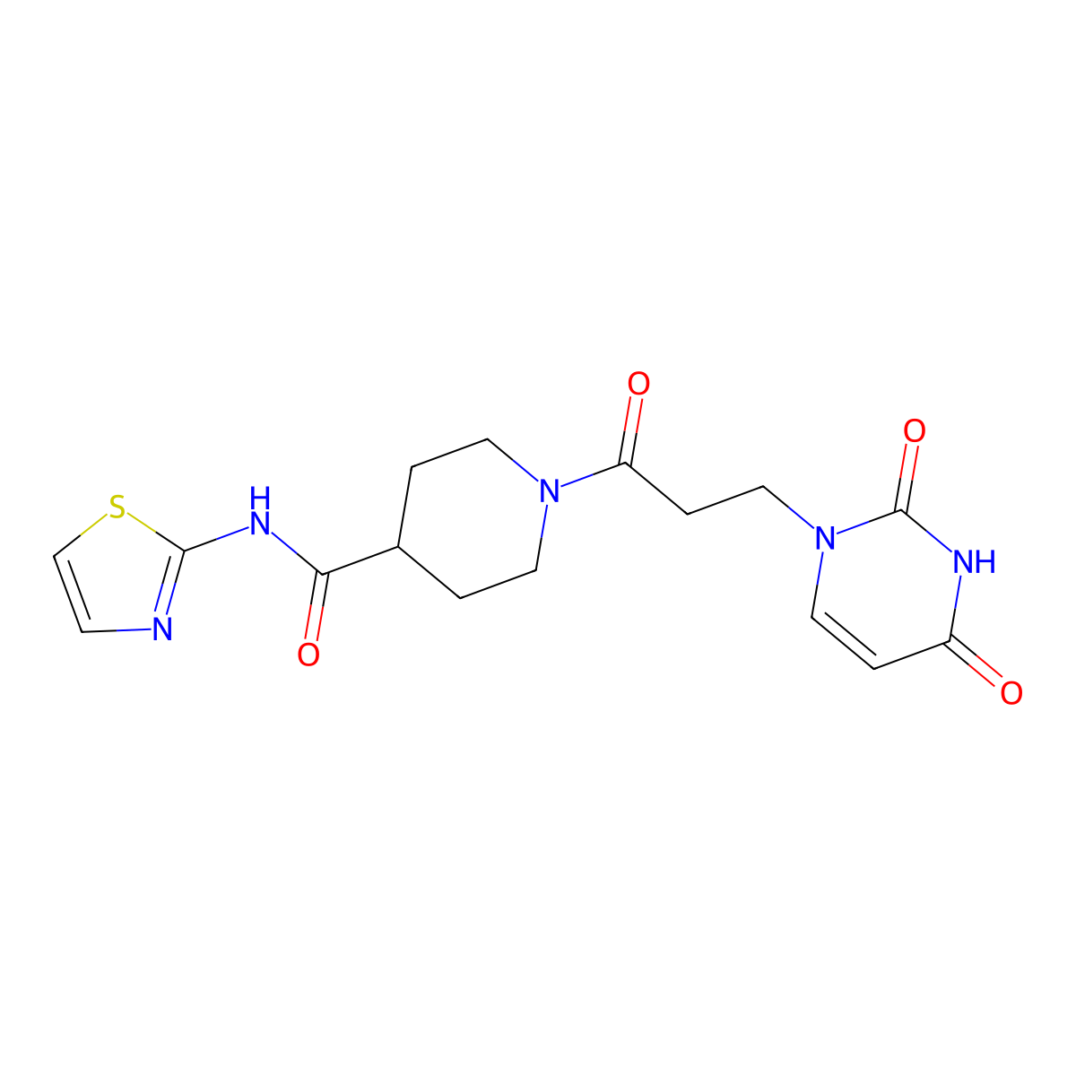 1-(3-(2,4-dioxo-3,4-dihydropyrimidin-1(2H)-yl)propanoyl)-N-(thiazol-2-yl)piperidine-4-carboxamide molecular structure, CAS 1226444-80-9