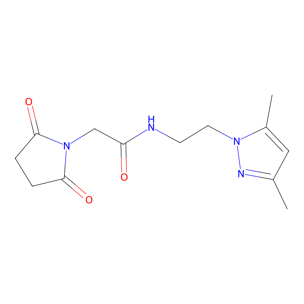 N-[2-(3,5-dimethyl-1H-pyrazol-1-yl)ethyl]-2-(2,5-dioxopyrrolidin-1-yl)acetamide molecular structure, CAS 1226444-81-0