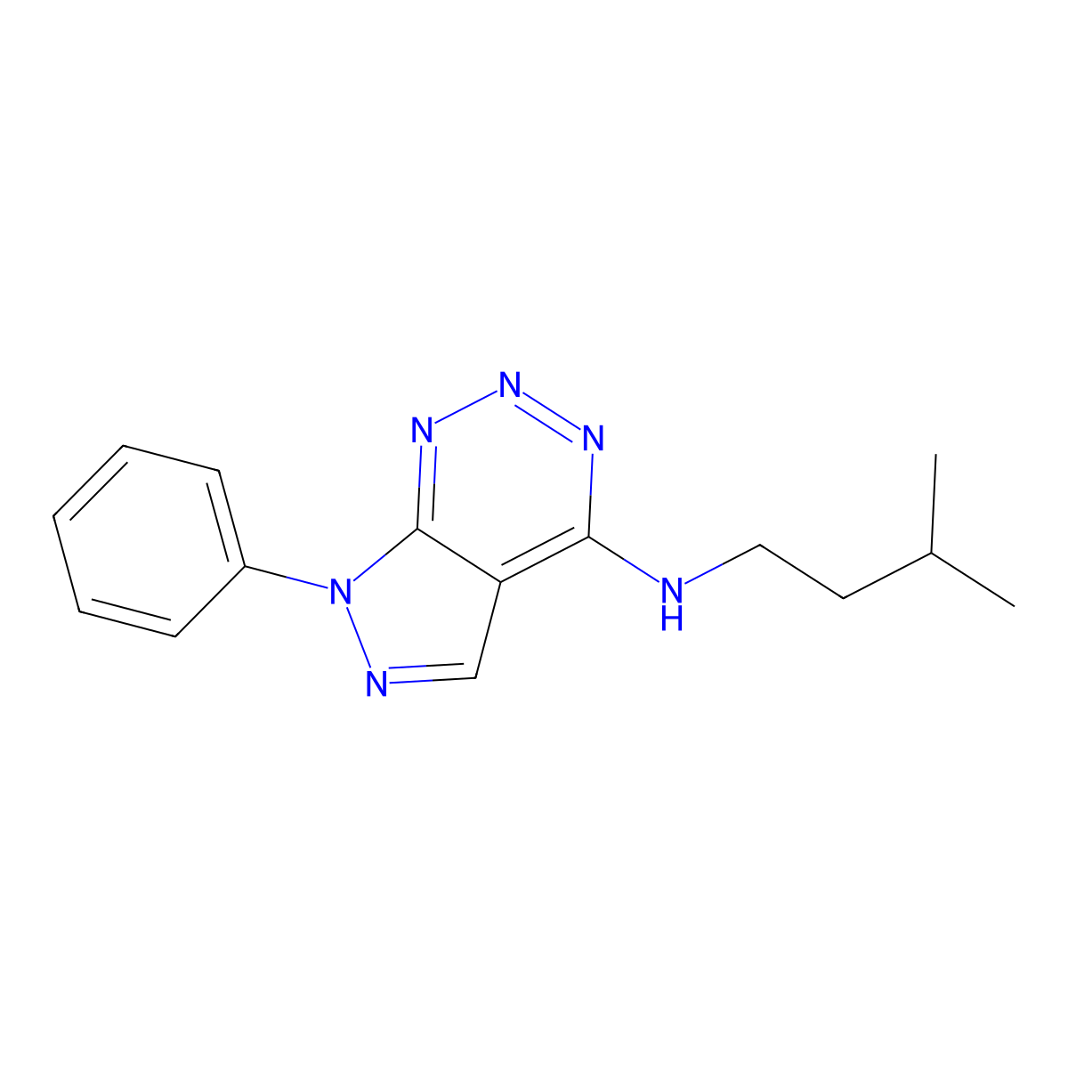 N-isopentyl-7-phenyl-7H-pyrazolo[3,4-d][1,2,3]triazin-4-amine molecular structure, CAS 1226444-83-2
