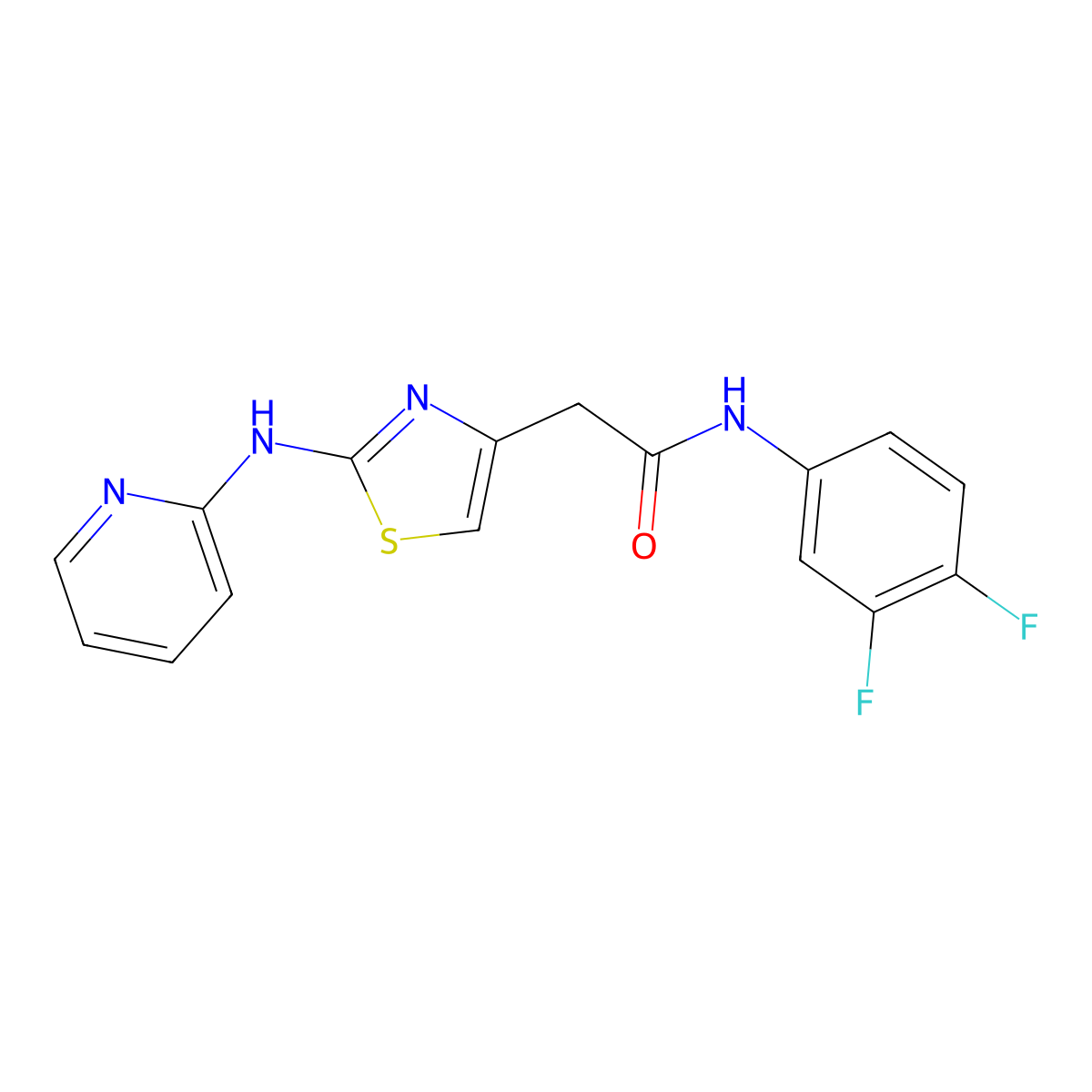 N-(3,4-difluorophenyl)-2-(2-(pyridin-2-ylamino)thiazol-4-yl)acetamide molecular structure, CAS 1226444-86-5