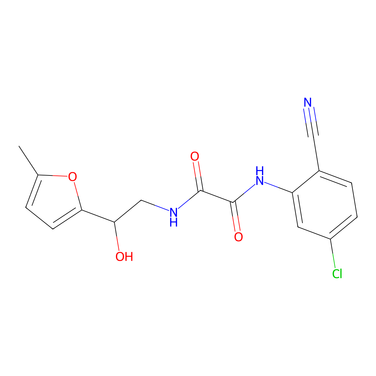 N1-(5-chloro-2-cyanophenyl)-N2-(2-hydroxy-2-(5-methylfuran-2-yl)ethyl)oxalamide molecular structure, CAS 1226444-92-3