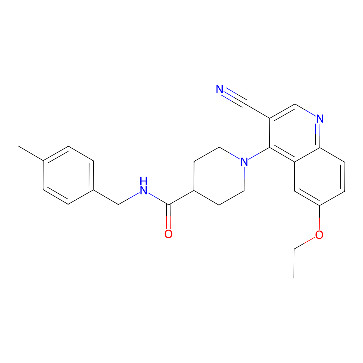 1-(3-cyano-6-ethoxyquinolin-4-yl)-N-[(4-methylphenyl)methyl]piperidine-4-carboxamide molecular structure, CAS 1226445-03-9