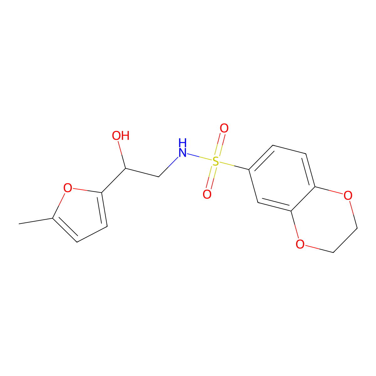N-[2-hydroxy-2-(5-methylfuran-2-yl)ethyl]-2,3-dihydro-1,4-benzodioxine-6-sulfonamide molecular structure, CAS 1226445-13-1