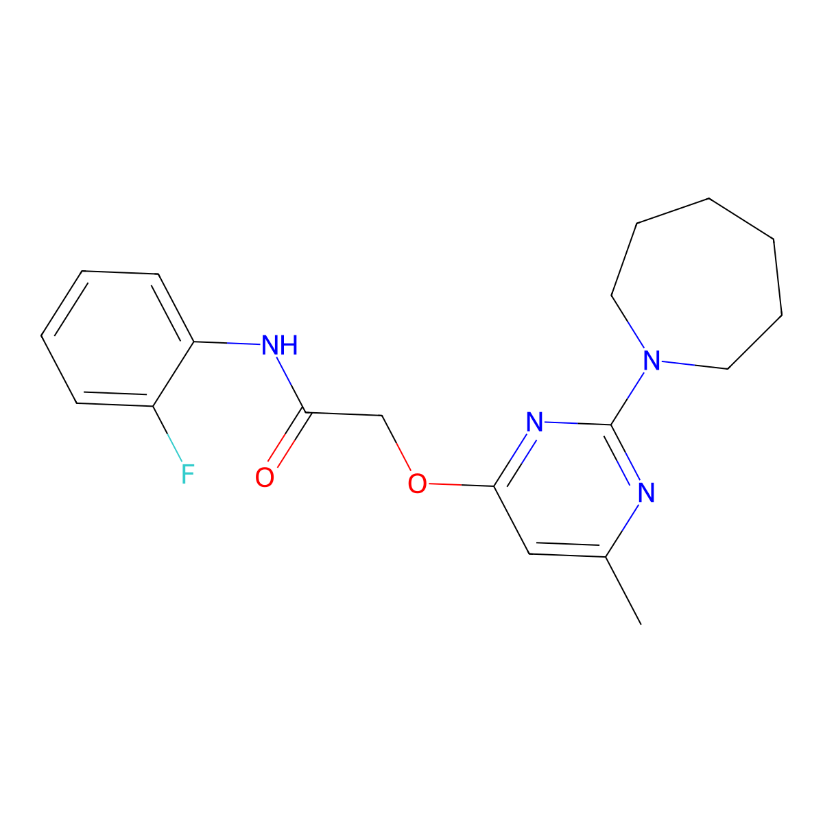 2-{[2-(azepan-1-yl)-6-methylpyrimidin-4-yl]oxy}-N-(2-fluorophenyl)acetamide molecular structure, CAS 1226445-14-2