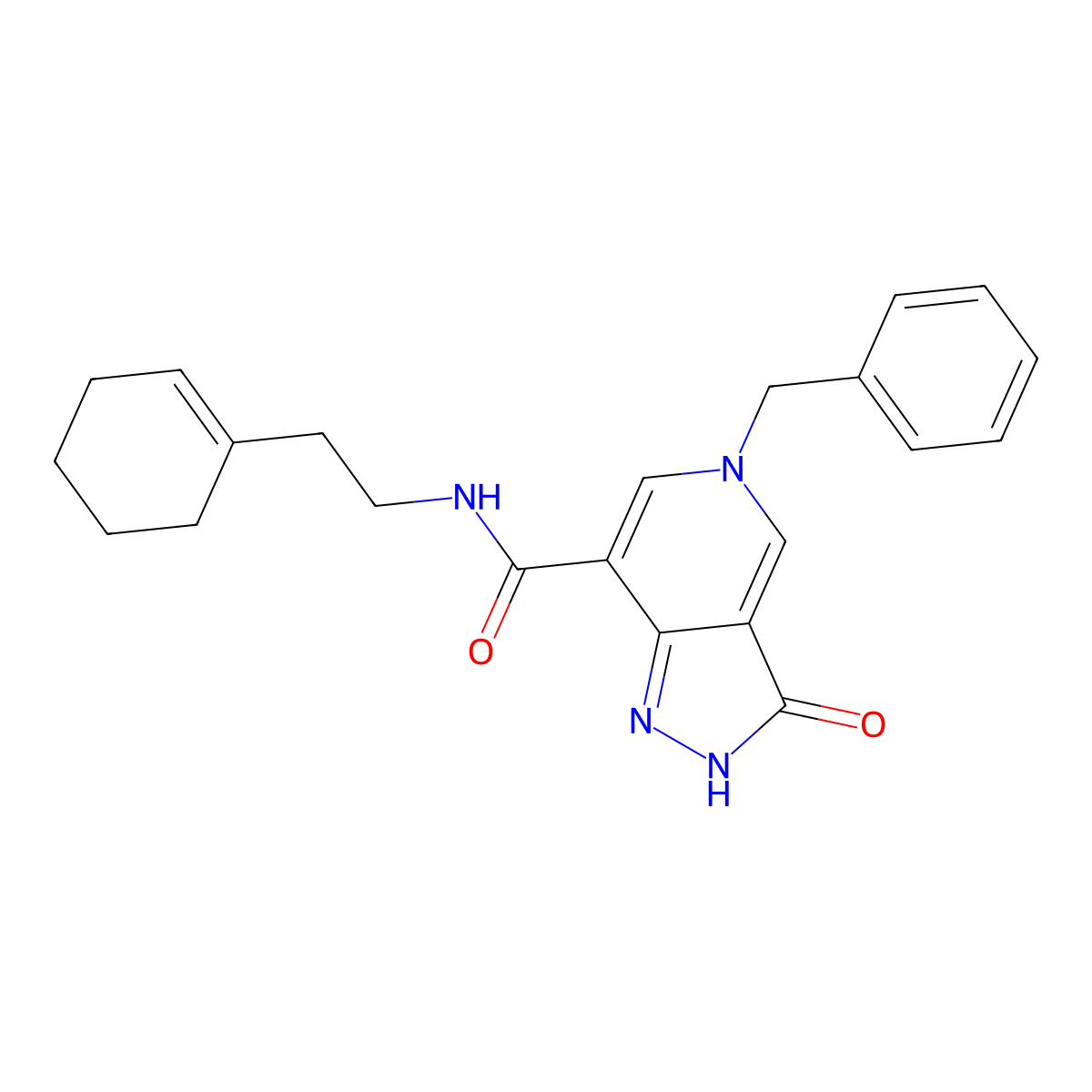 5-benzyl-N-(2-(cyclohex-1-en-1-yl)ethyl)-3-oxo-3,5-dihydro-2H-pyrazolo[4,3-c]pyridine-7-carboxamide molecular structure, CAS 1226445-15-3