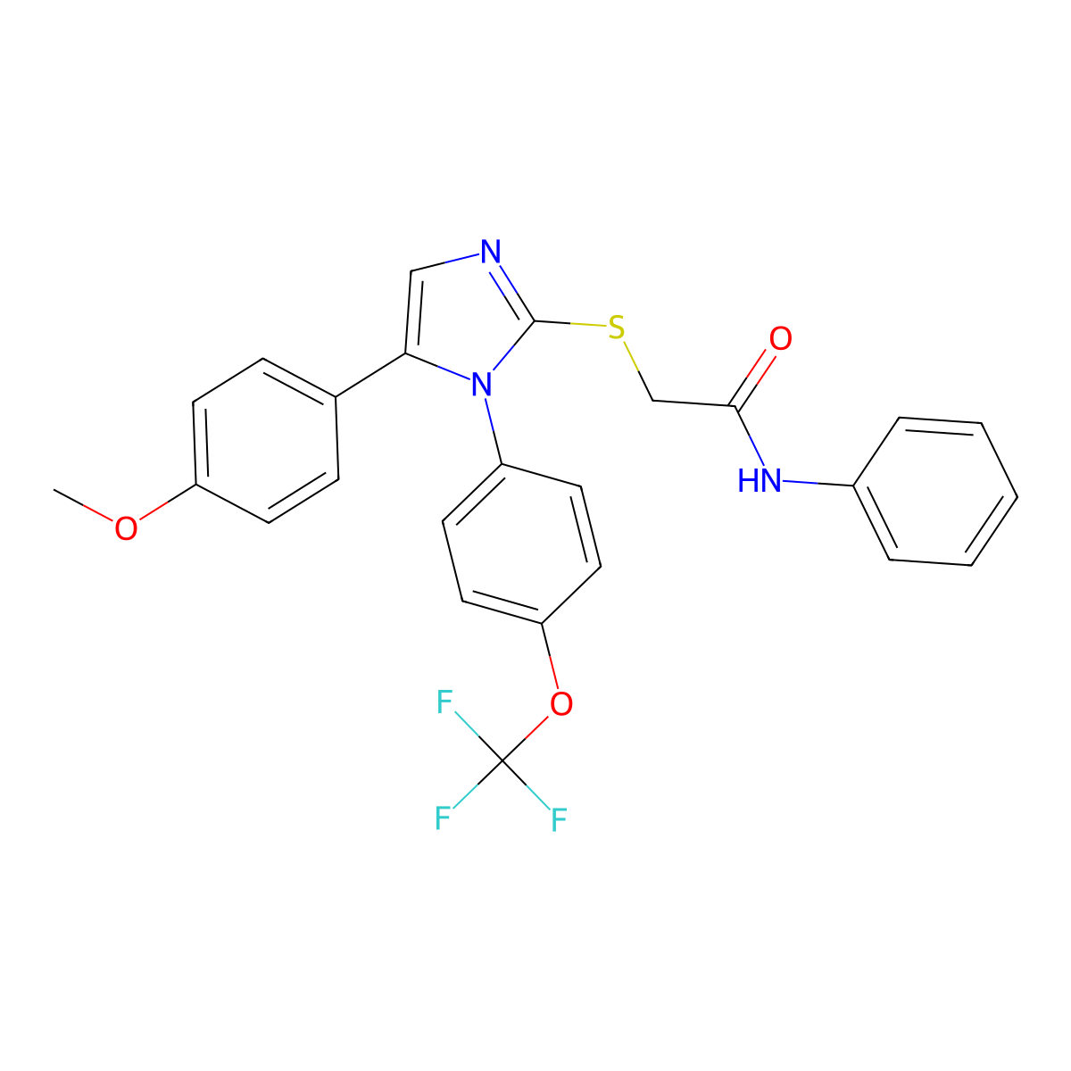 2-((5-(4-methoxyphenyl)-1-(4-(trifluoromethoxy)phenyl)-1H-imidazol-2-yl)thio)-N-phenylacetamide molecular structure, CAS 1226445-20-0