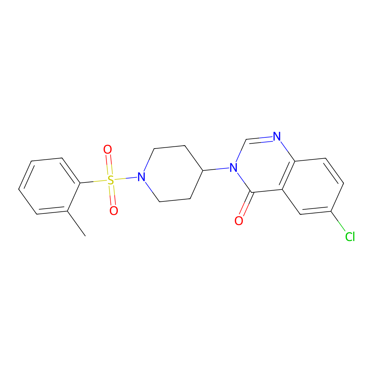 6-chloro-3-(1-(o-tolylsulfonyl)piperidin-4-yl)quinazolin-4(3H)-one molecular structure, CAS 1226445-25-5
