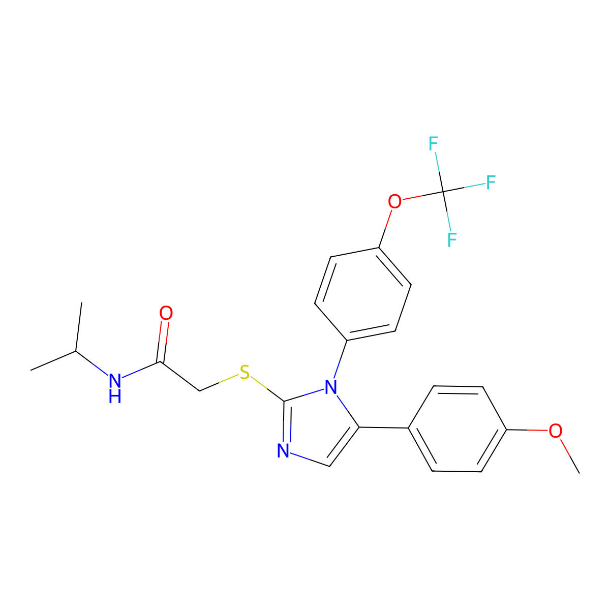 N-isopropyl-2-((5-(4-methoxyphenyl)-1-(4-(trifluoromethoxy)phenyl)-1H-imidazol-2-yl)thio)acetamide molecular structure, CAS 1226445-37-9