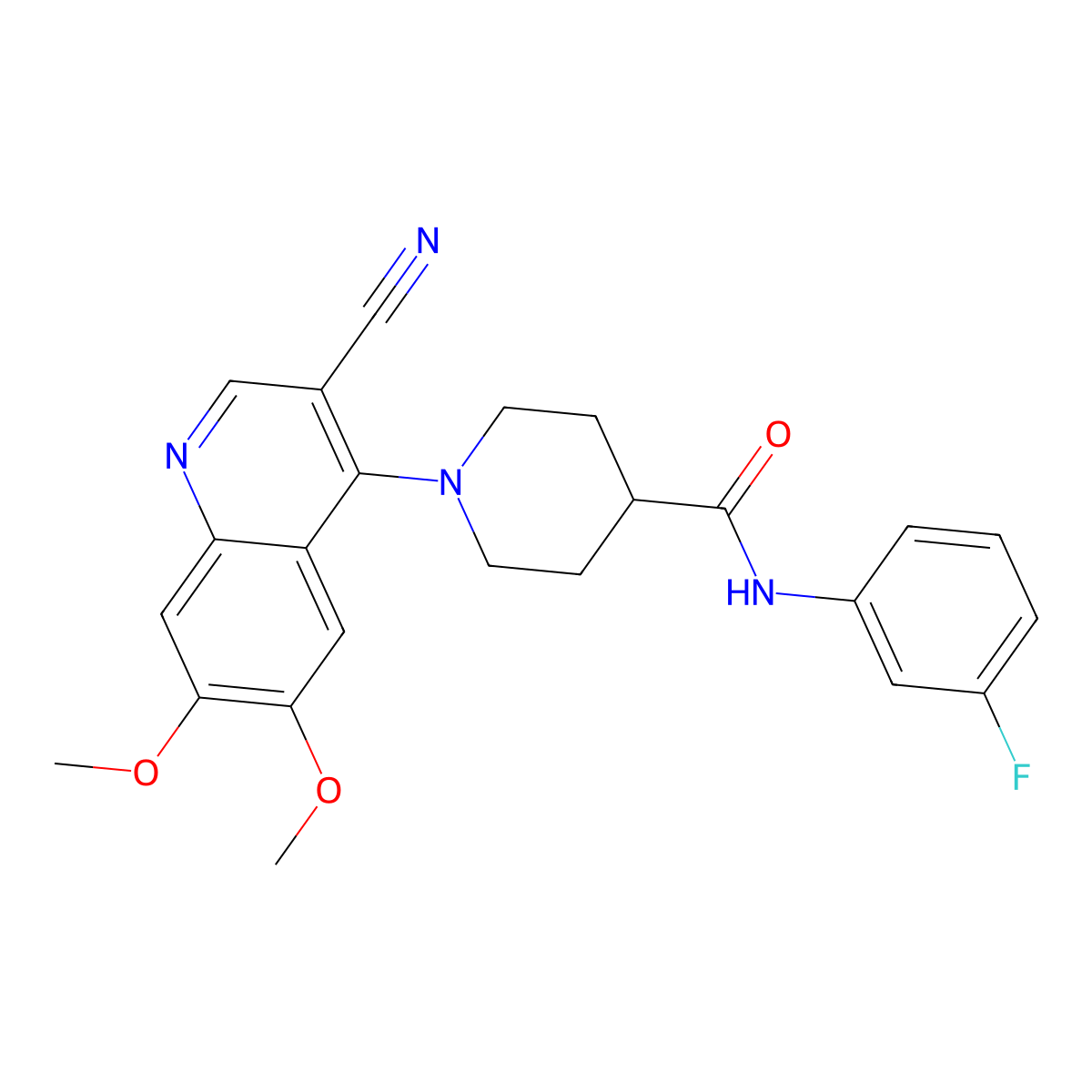 1-(3-cyano-6,7-dimethoxyquinolin-4-yl)-N-(3-fluorophenyl)piperidine-4-carboxamide molecular structure, CAS 1226445-39-1