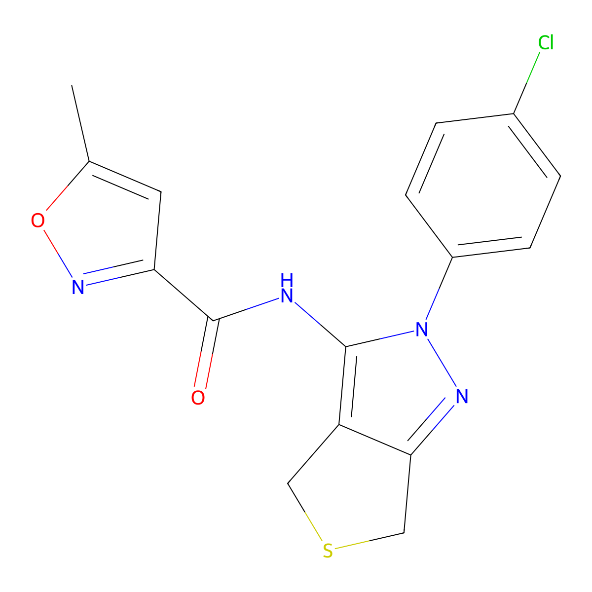 N-[2-(4-chlorophenyl)-2H,4H,6H-thieno[3,4-c]pyrazol-3-yl]-5-methyl-1,2-oxazole-3-carboxamide molecular structure, CAS 1226445-40-4