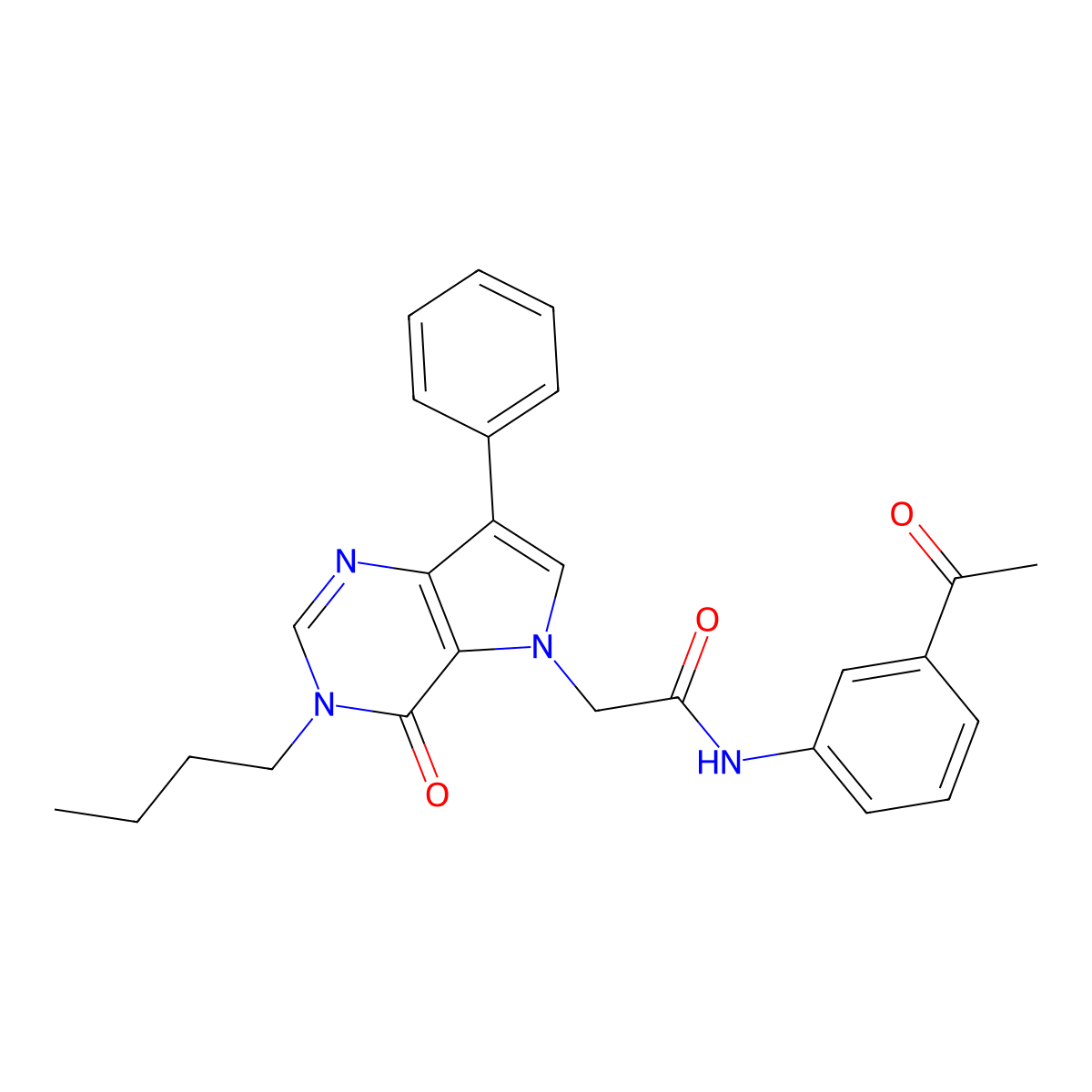 N-(3-acetylphenyl)-2-(3-butyl-4-oxo-7-phenyl-3,4-dihydro-5H-pyrrolo[3,2-d]pyrimidin-5-yl)acetamide molecular structure, CAS 1226445-41-5