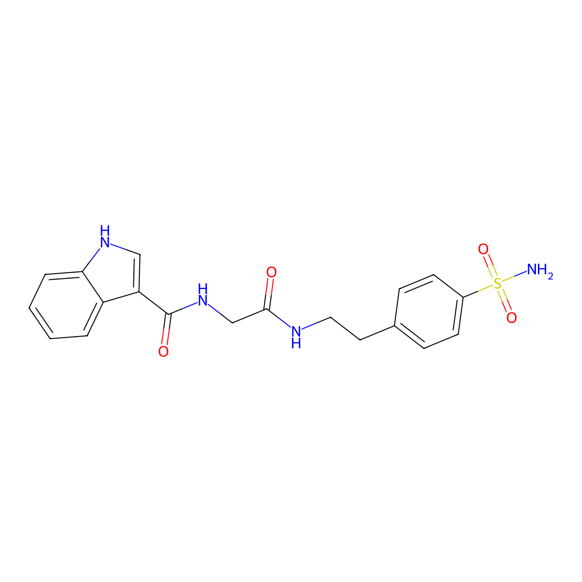 N-(2-oxo-2-((4-sulfamoylphenethyl)amino)ethyl)-1H-indole-3-carboxamide molecular structure, CAS 1226445-47-1