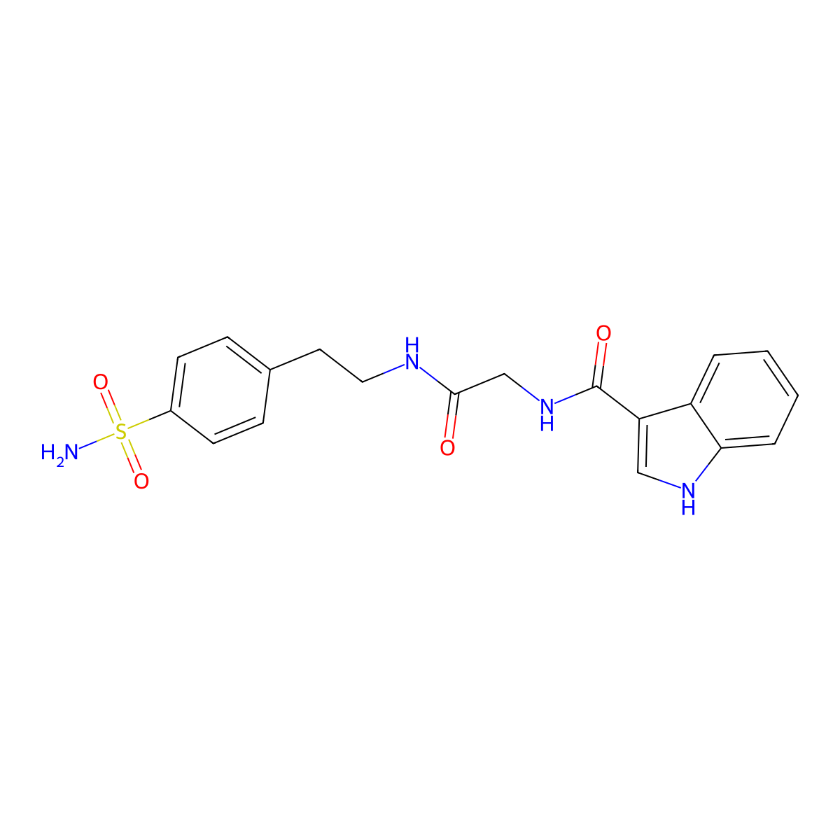 N-(2-oxo-2-((4-sulfamoylphenethyl)amino)ethyl)-1H-indole-3-carboxamide molecular structure, CAS 1226445-47-1