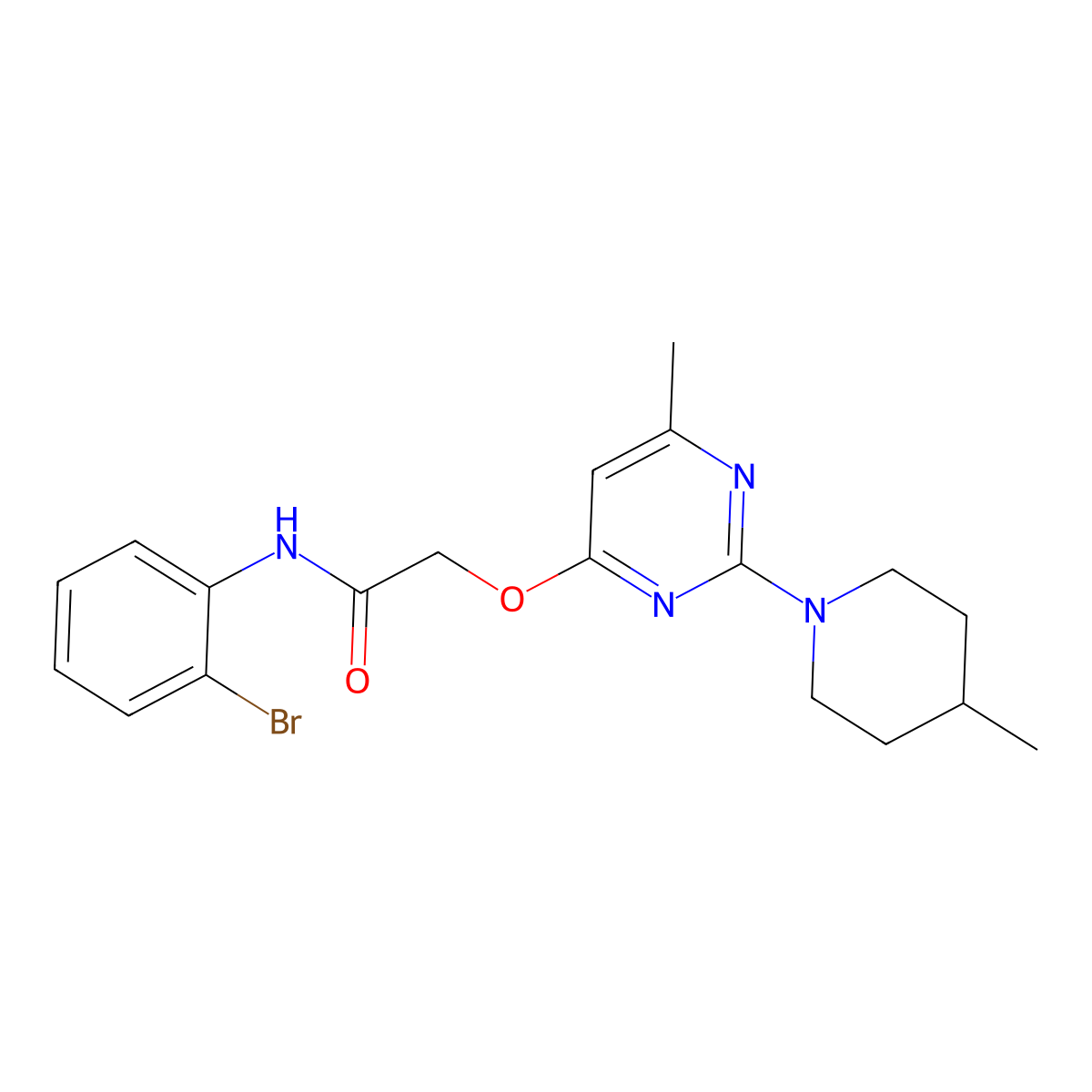 N-(2-bromophenyl)-2-{[6-methyl-2-(4-methylpiperidin-1-yl)pyrimidin-4-yl]oxy}acetamide molecular structure, CAS 1226445-56-2