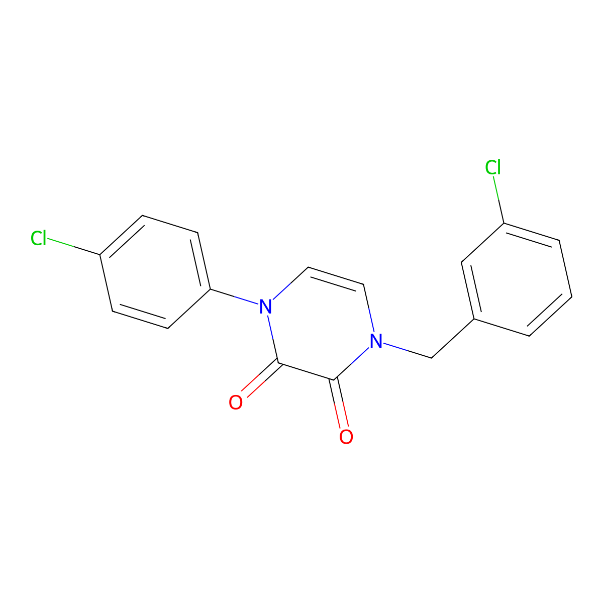 1-(3-chlorobenzyl)-4-(4-chlorophenyl)pyrazine-2,3(1H,4H)-dione molecular structure, CAS 1226445-67-5