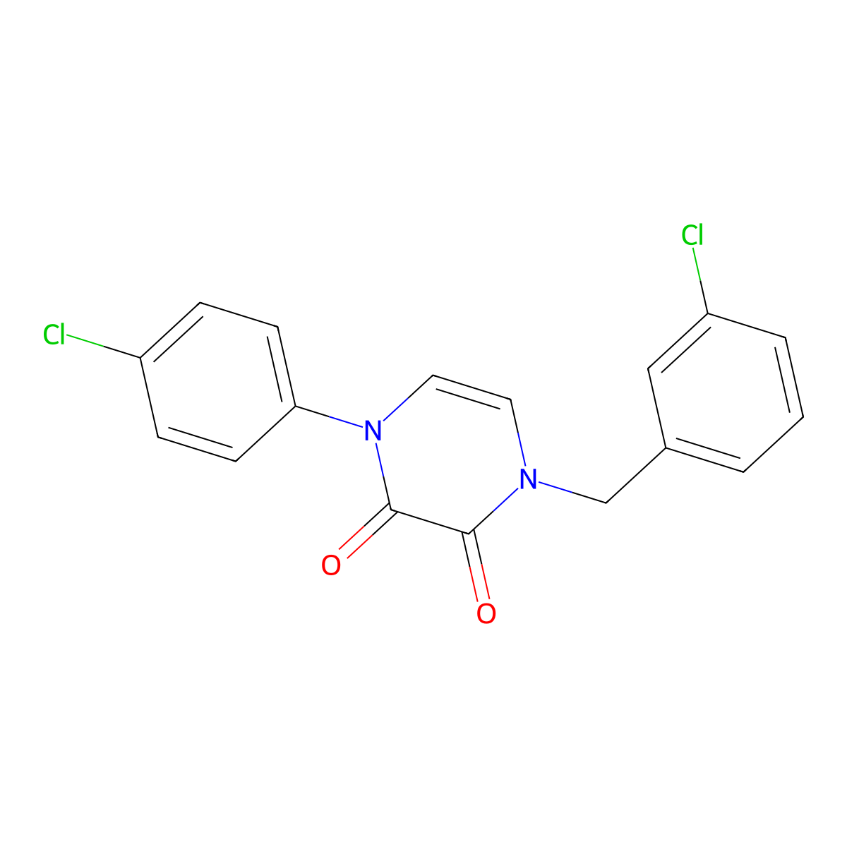 1-(3-chlorobenzyl)-4-(4-chlorophenyl)pyrazine-2,3(1H,4H)-dione molecular structure, CAS 1226445-67-5