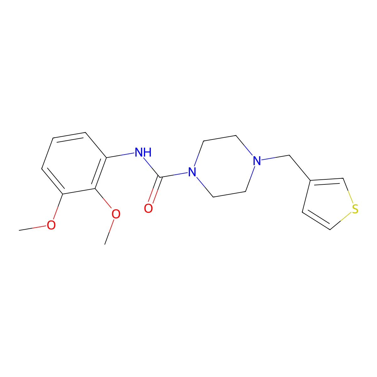 N-(2,3-dimethoxyphenyl)-4-(thiophen-3-ylmethyl)piperazine-1-carboxamide molecular structure, CAS 1226445-73-3