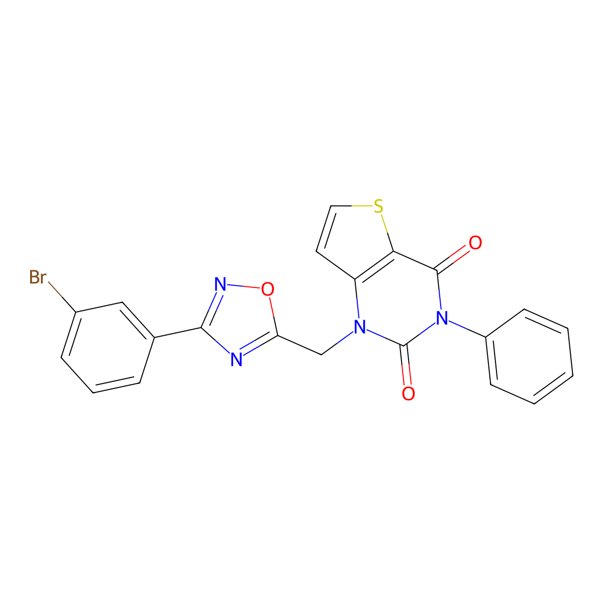 1-{[3-(3-bromophenyl)-1,2,4-oxadiazol-5-yl]methyl}-3-phenyl-1H,2H,3H,4H-thieno[3,2-d]pyrimidine-2,4-dione molecular structure, CAS 1226445-74-4