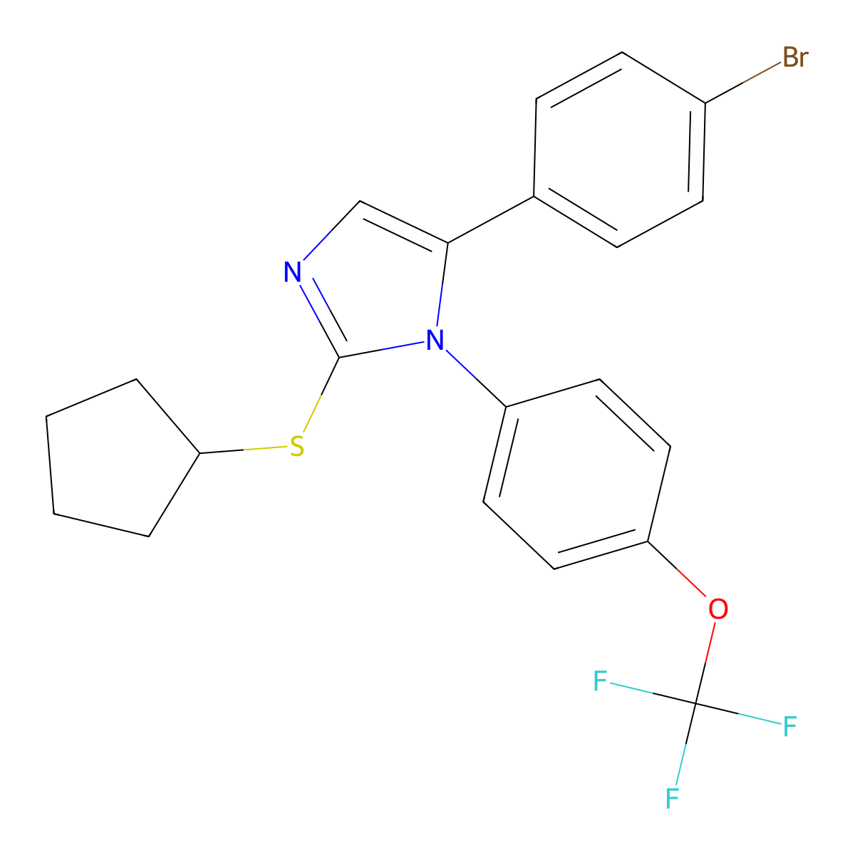 5-(4-bromophenyl)-2-(cyclopentylthio)-1-(4-(trifluoromethoxy)phenyl)-1H-imidazole molecular structure, CAS 1226445-75-5