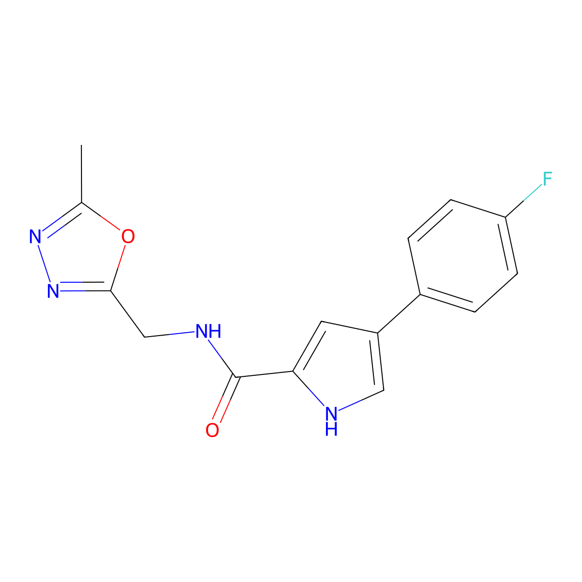 4-(4-fluorophenyl)-N-[(5-methyl-1,3,4-oxadiazol-2-yl)methyl]-1H-pyrrole-2-carboxamide molecular structure, CAS 1226445-78-8
